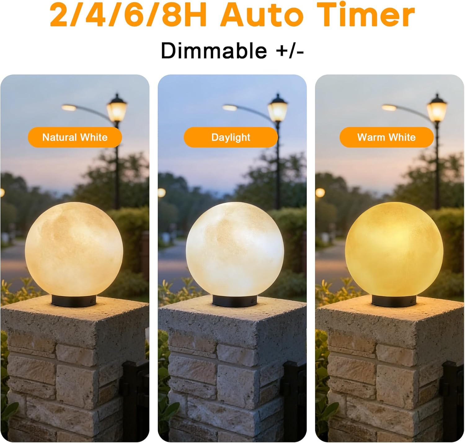 Solar Post Lights, IP54 Modern Pillar Light, Waterproof Column Lamp Outdoor, Dusk to Dawn Solar Post Cap Light with 3200K LED,Fence Deck Cap Lights for Garden Deck Patio Outside Lighting(Moon)