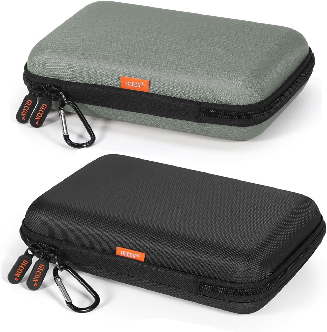 Large Hard Carrying Case - Universal Electronic Organizer Storage Case Bag - Black + Gray-Green