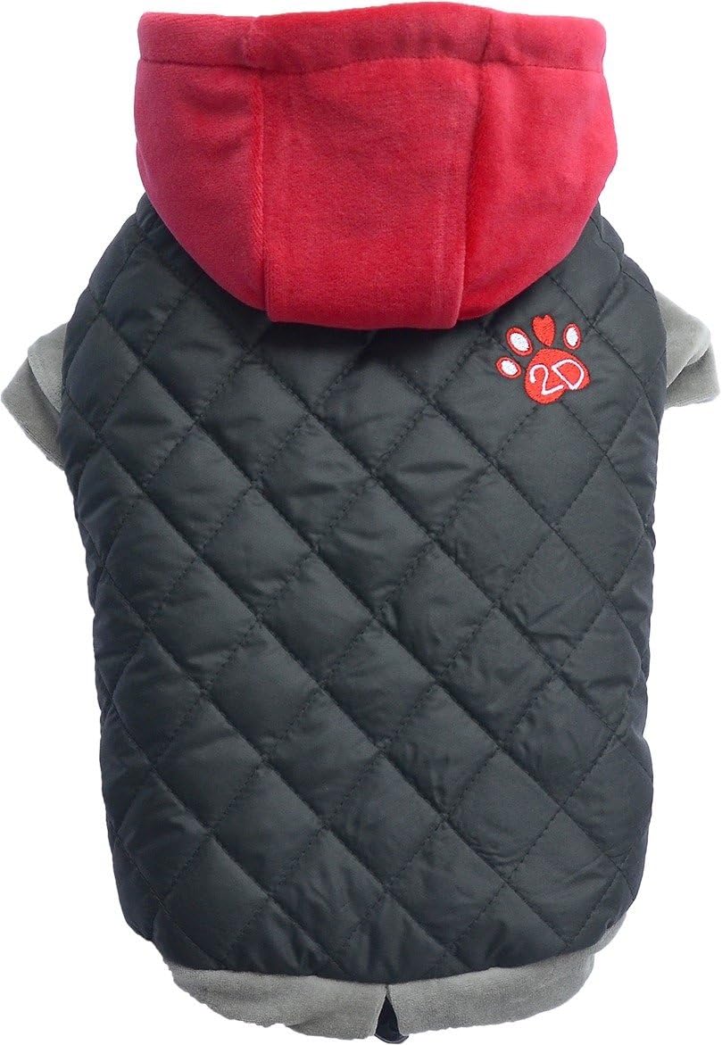 'Doggy Dolly w338 Caviar Sporty Elegant Adjustable Waterproof Pet Dog Yorkie Doggie Dog Hooded Clothes Apparel Coat Embroidery 2D Paw