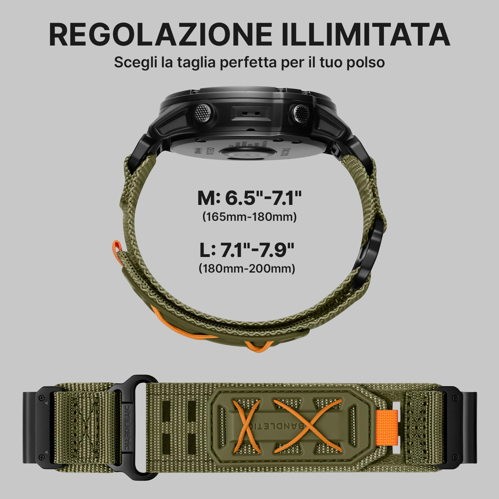 Bandletic Quick Fit 22mm 26mm Resistente Nylon Cinturino Compatibile con Garmin Watch,Morbido Tattico Sport Cinturino per Fenix/Instinct/Tactix Delta/Descent/Epix Pro/Enduro/Quatix/Forerunner/Approach
