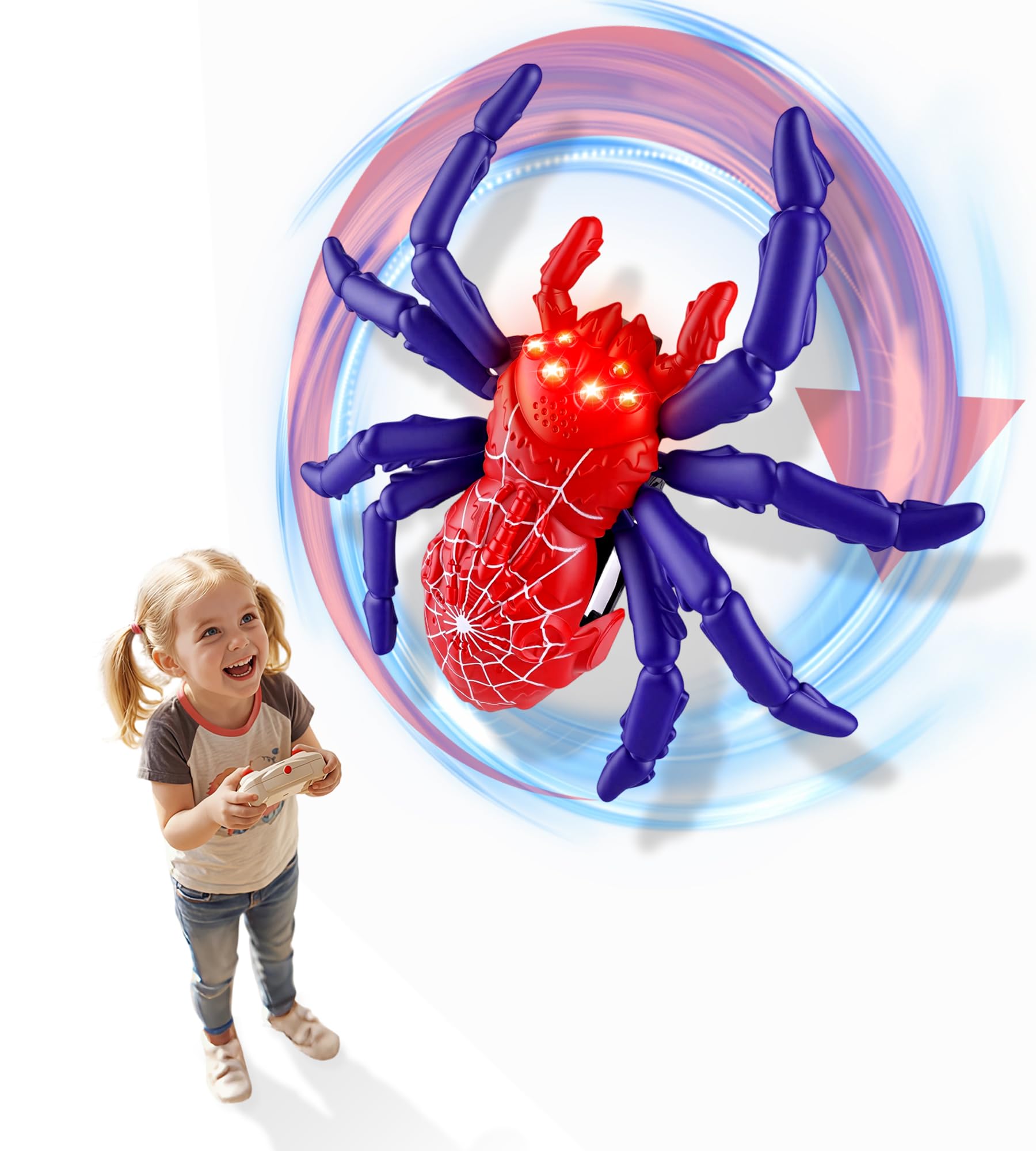 snookids Ragno arrampicata, robot radiocomandato per bambini con rotazione a 360°, occhi LED luminosi, regalo di compleanno per ragazzi e ragazze dai 3, 4, 5, 6, 7 e 8+