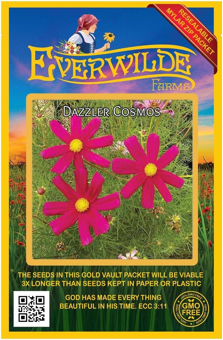 Everwilde Farms - 1 Lb Dazzler Cosmos Wildflower Seeds - Gold Vault