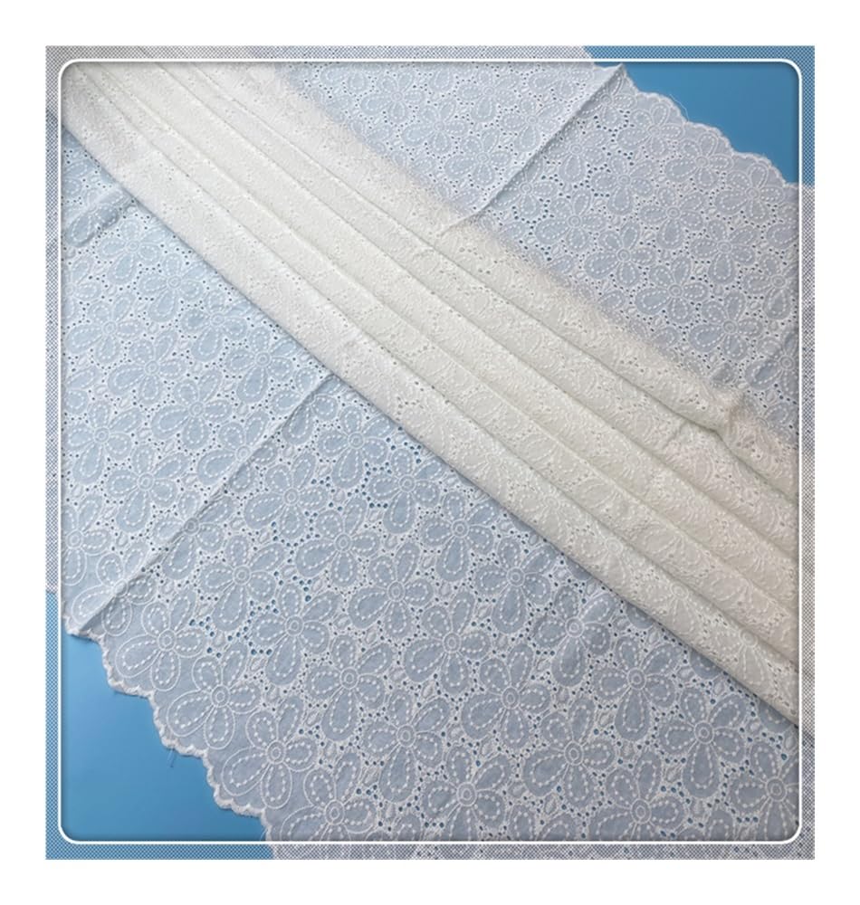 Tissu en coton coloré fait à la main - Dentelle brodée - Largeur : 130 cm - Pour vêtements, robes, accessoires de maison (rose clair)