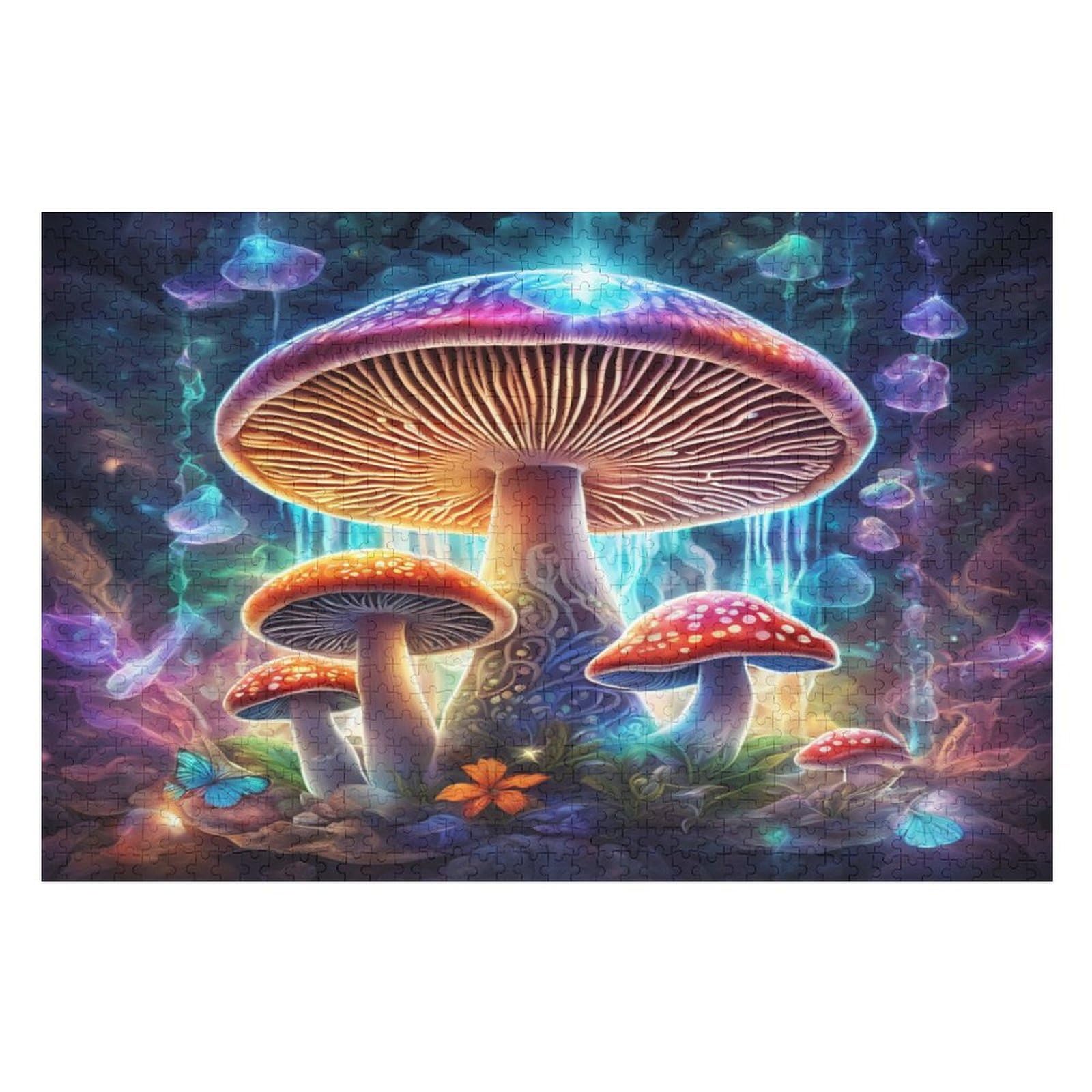 Ruikiyart Puzzle In Legno 200 Pezzi A Forma Di Fungo – Forme Irregolari Uniche – Dipinto A Mano – Per Adulti E Bambini – Idea Regalo In Scatola Di Legno
