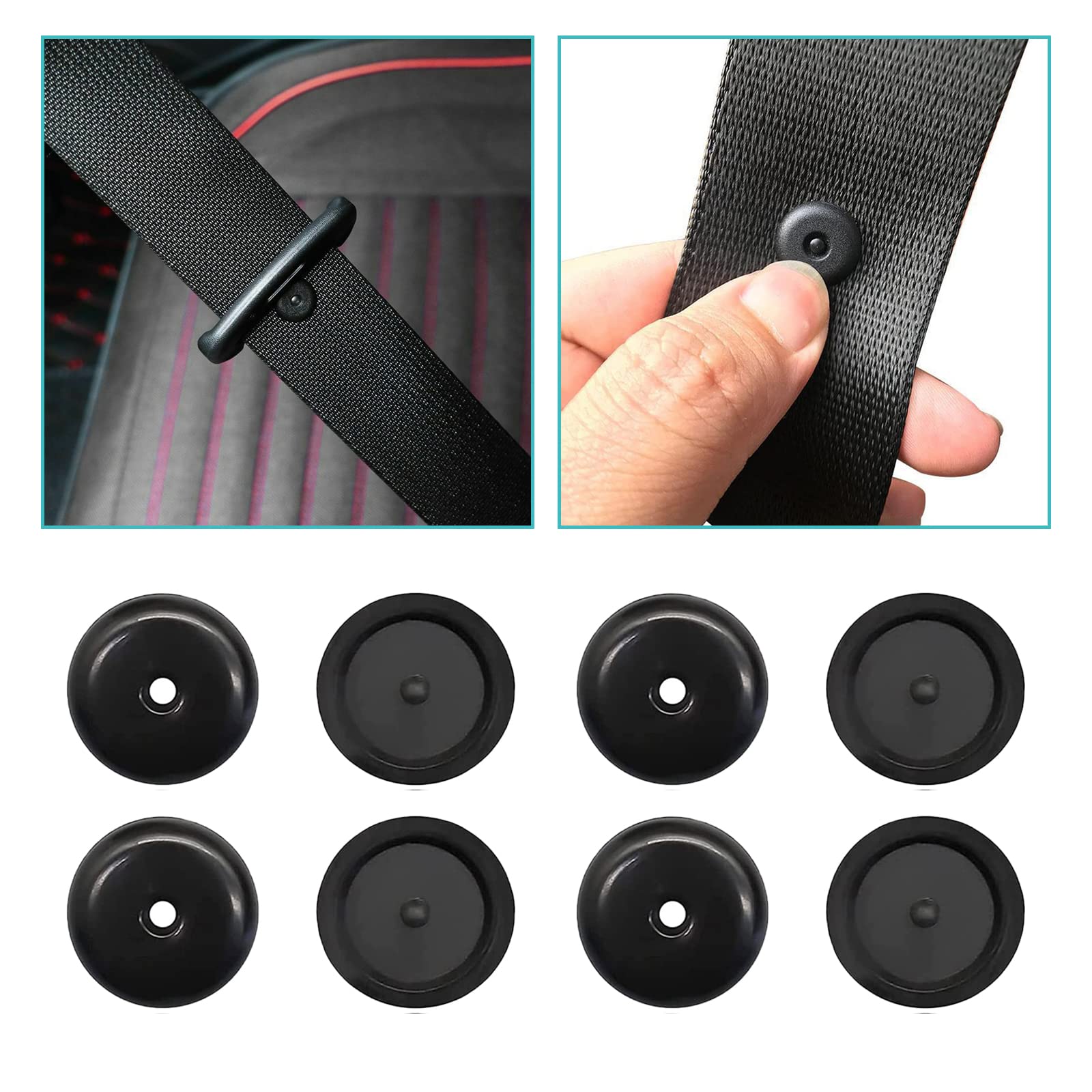 Lot De 15 Bouchons/arrêts De Ceinture De Sécurité - Noir, Diamètre 15.7mm - Pour Voiture, Siège Enfant, Bureau