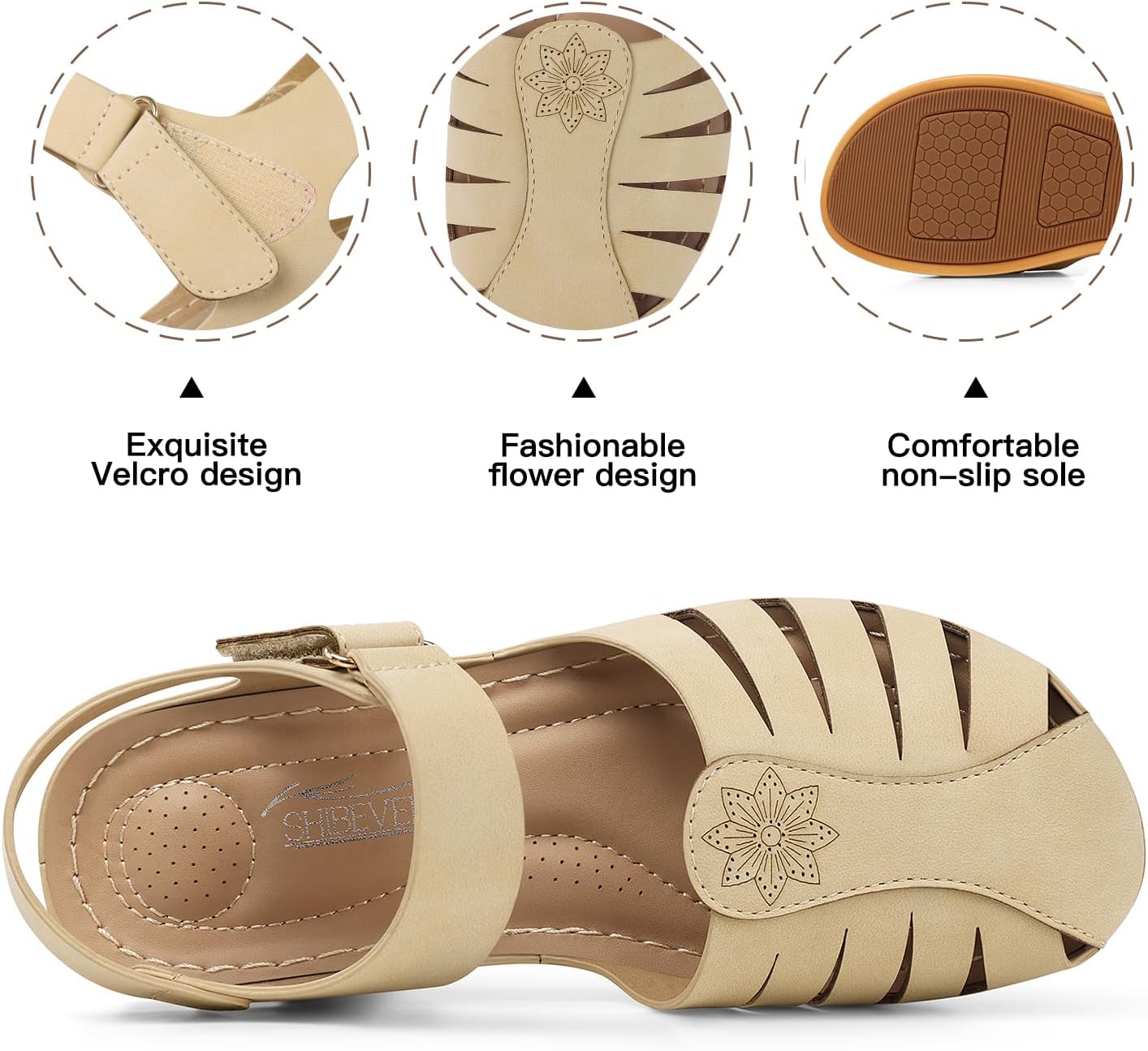 SHIBEVER Women Comfortable Flat Sandals: Dressy Summer Sandal - Closed Toe Fisherman Sandals - Image 5