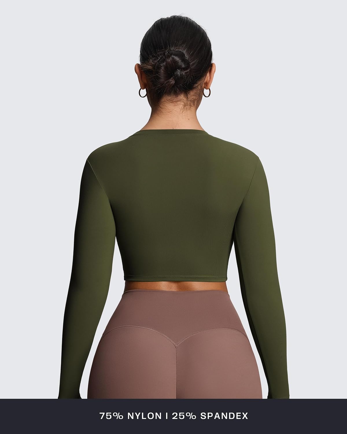 Aoxjox Long Sleeve Crop Tops for Women Classic Longline Workout Fitness Cropped T Shirt Top - Image 3