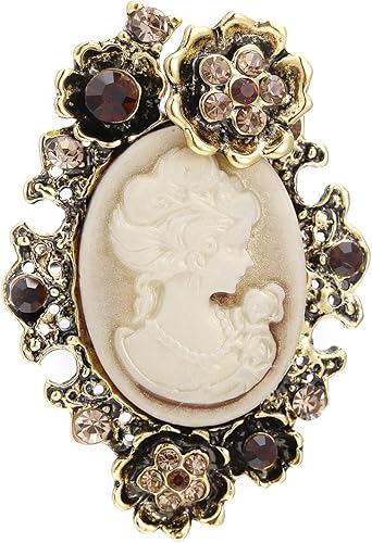 lureme Cameo de belleza victoriana elegante vintage con broche de cristal (br000017)