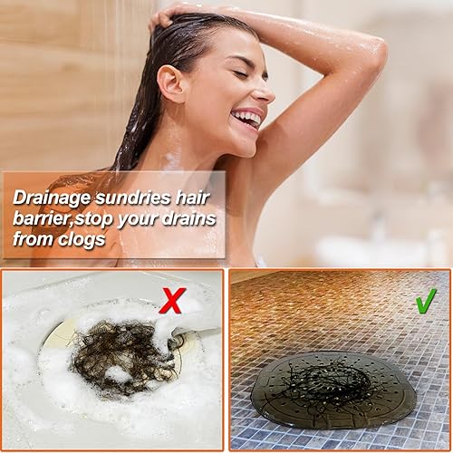 Miniatura 74 de Recolector de cabello cuadrado con ventosas para desagüe, tapón de silicona para ducha, fuerte adhesión, fácil de instalar para baño, tina y cocina