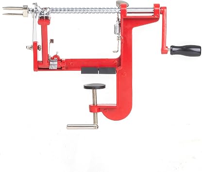 Apple peeler and corer with Powerful clamp base Apple peeler slicer corer with stainless steel blades for pears potato peelers (Red)