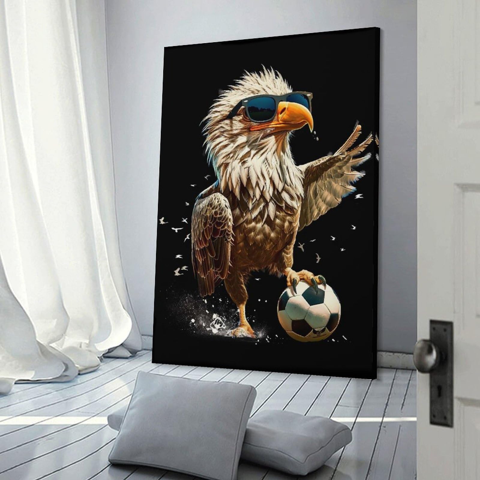 Junmoney Frame-Style-16-1 Cool Eagle Soccer Player Room Decor Wall Art 20X30inch(50X75cm), For Bedroom, Guest Room Or Reading Nook, An Easy Wall Refresh For Bedrooms