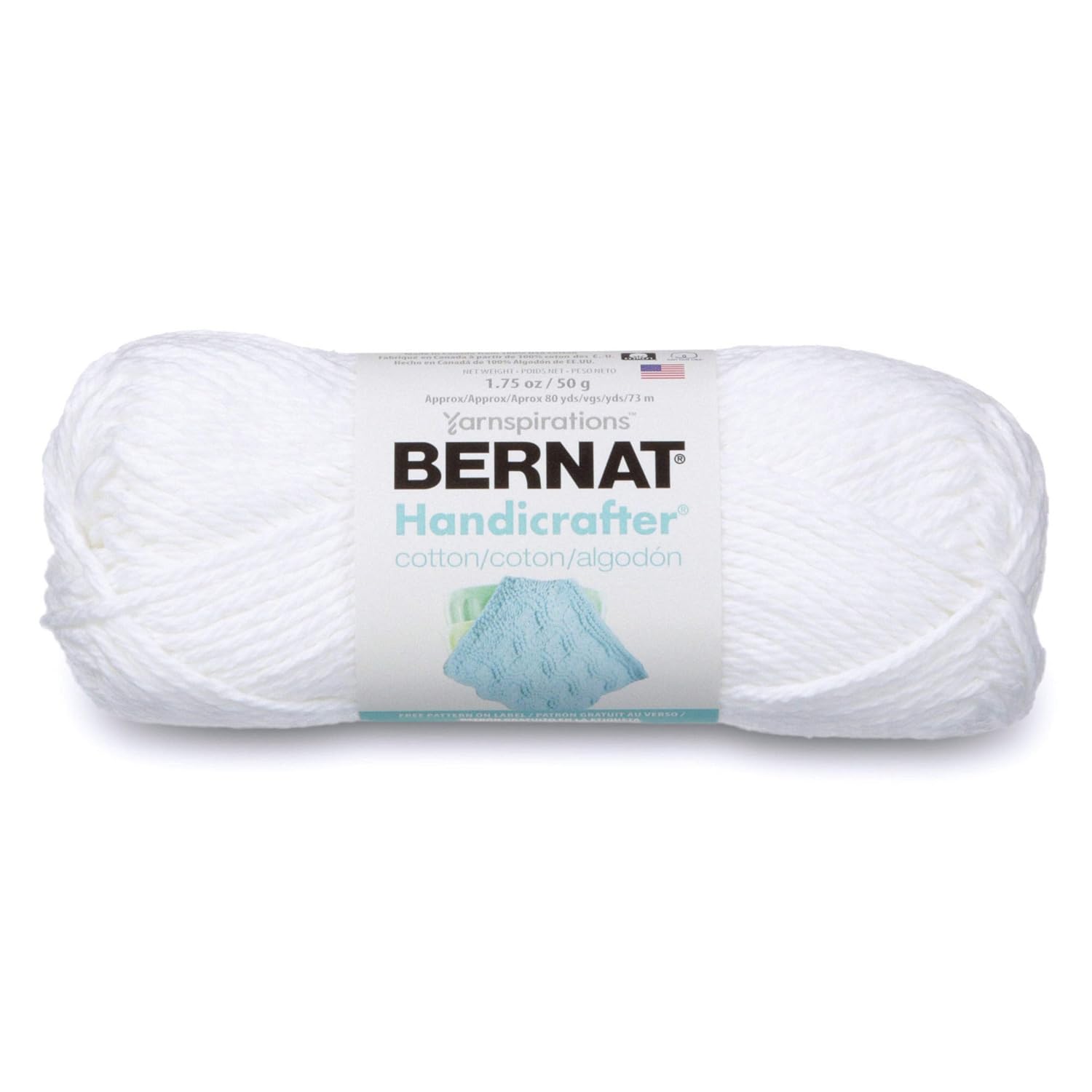 Bernat Handicrafter Cotton Solids Yarn, 1.75 oz, Gauge 4 Medium, 100% Cotton, Warm Brown