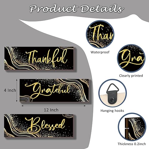 Miniatura 2 de ONIZHITY 3 piezas de decoración naranja abstracta de madera naranja decoración de pared naranja decoración de cocina citas positivas agradecido