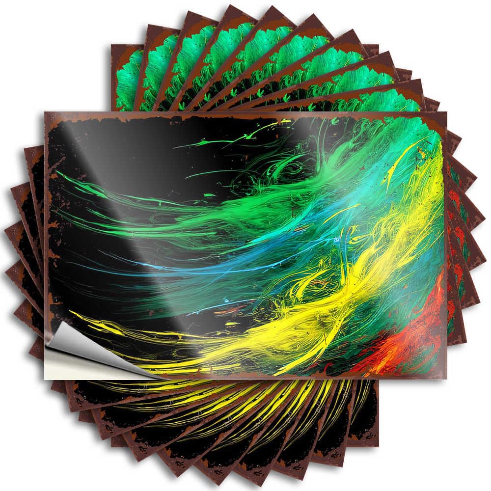 Personalized, Tattoo Garage Abstract Colors: A Dynamic Fusion of Green, Blue, Yellow, and Red | Tiki Mancave Stuff for Men(8X12CM)