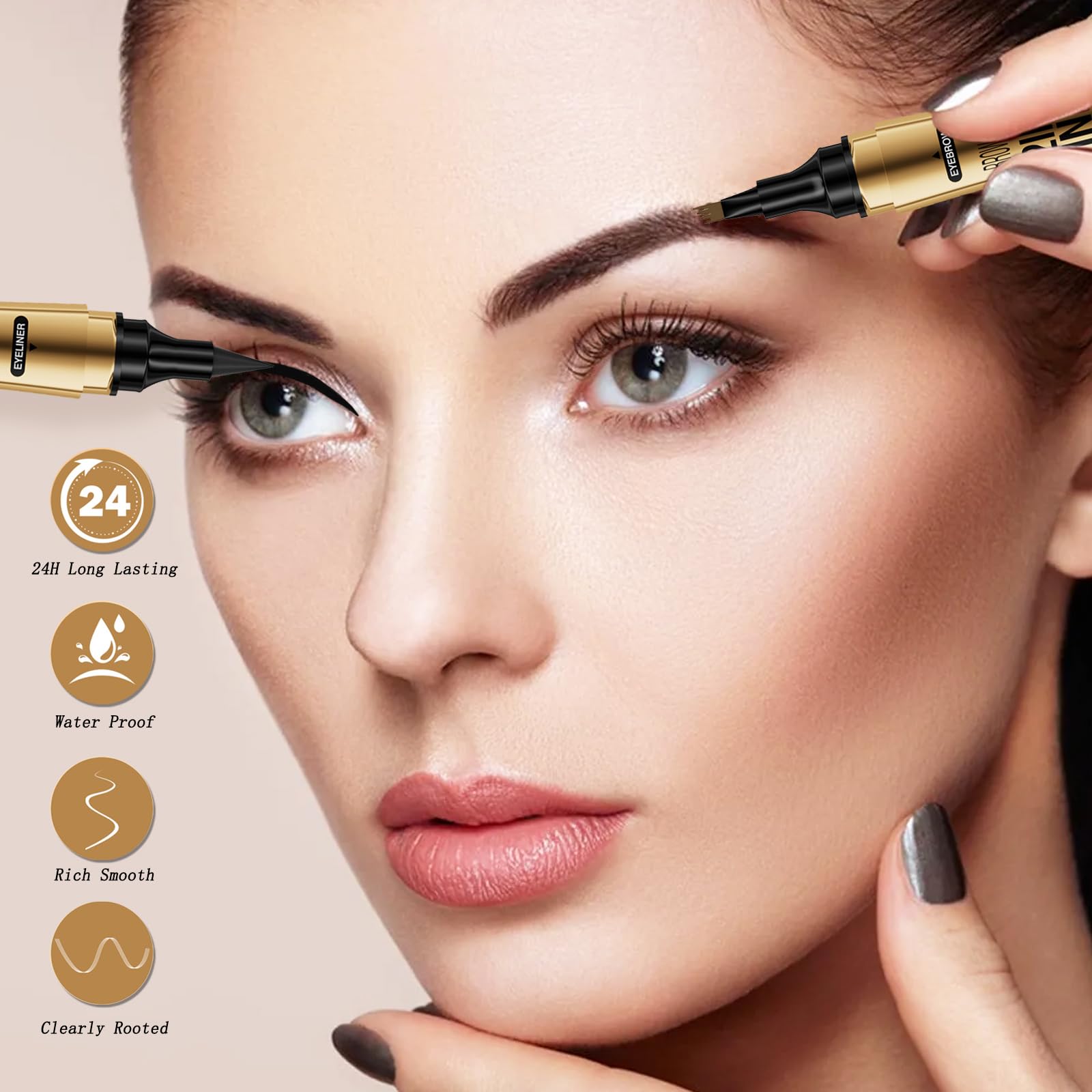 Matita Sopracciglia 3D Impermeabile Penna Liquida per Sopracciglia a Lunga Durata, Effetto Naturale e Preciso Crea Sopracciglia Dall'aspetto Naturale (Marrone Scuro)