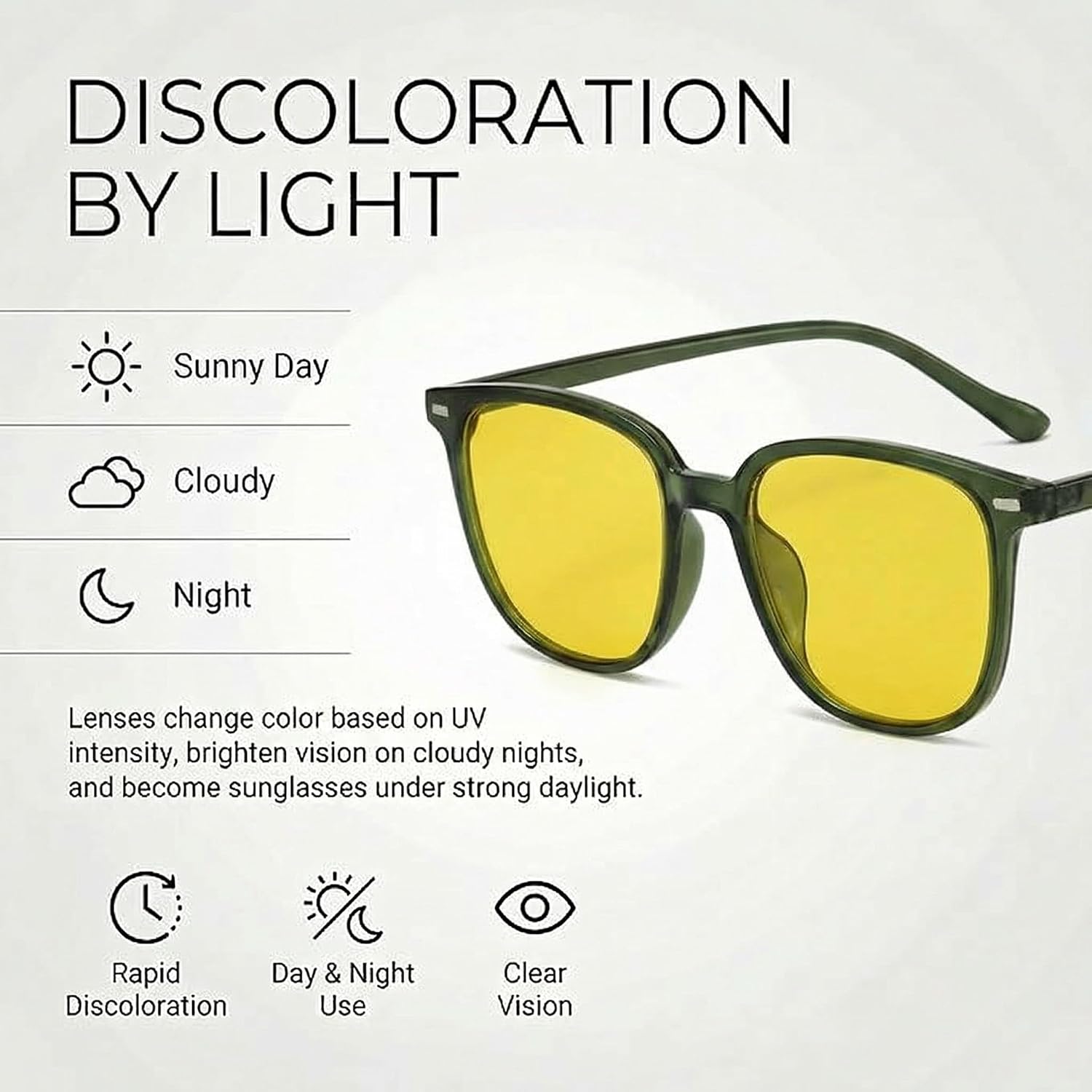 Anti Glare Polarized Night Driving Glasses, Yellow Lens UV Protection for Fishing