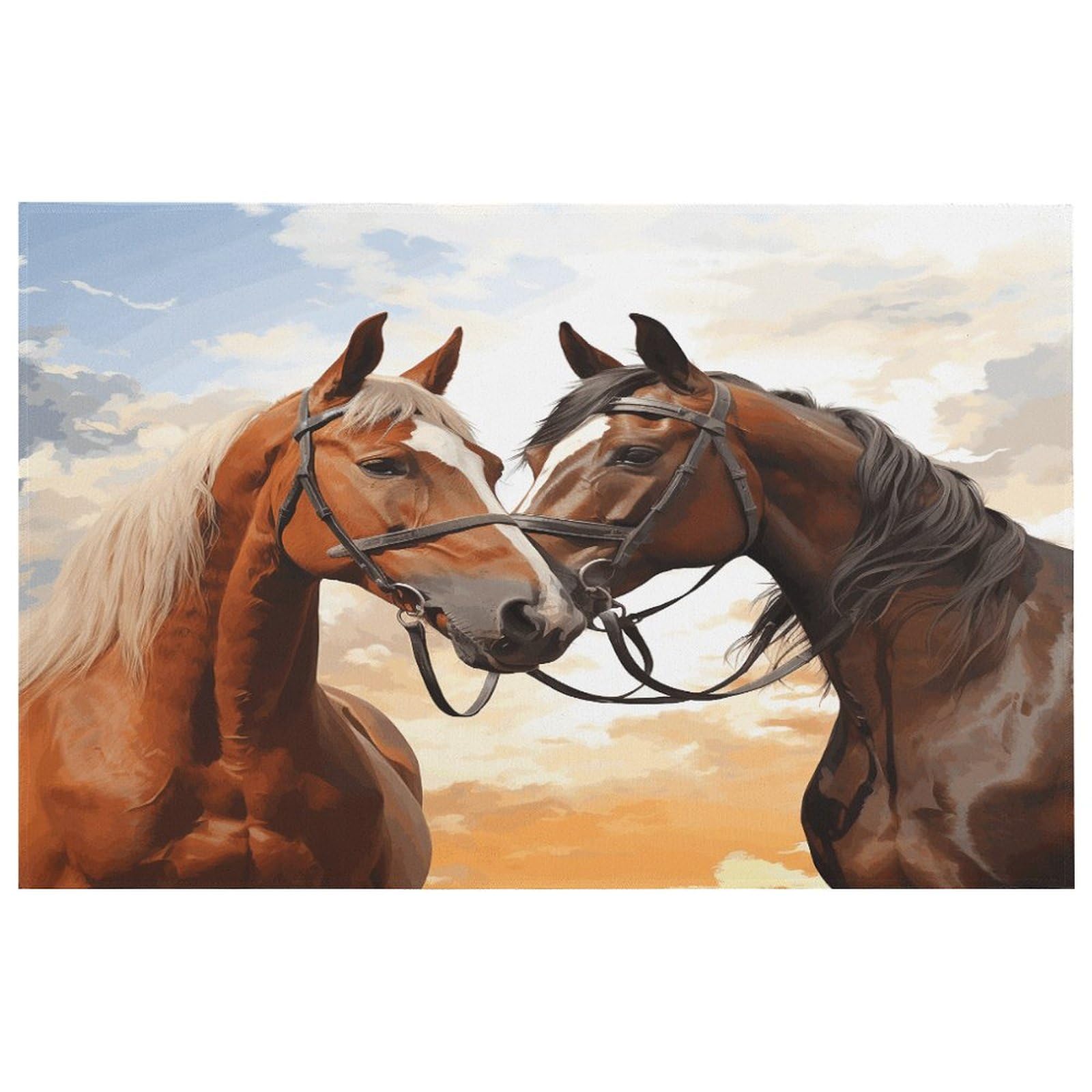 Tapis antidérapant lavable pour cuisine sécurisée avec joli motif chevaux
