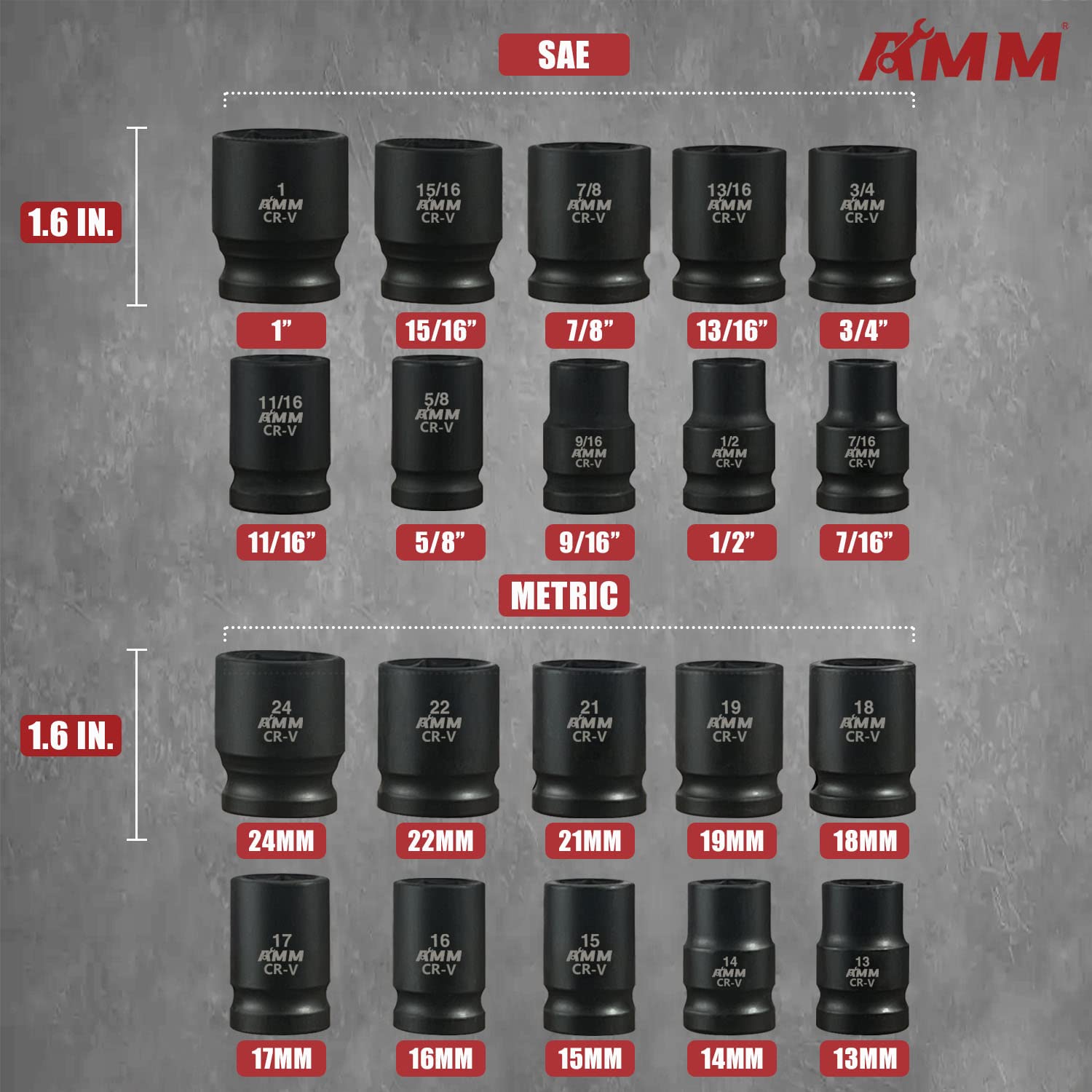いっさ 24-Piece 1/2'' Drive Impact Socket Set, Socket Sets - Amazon