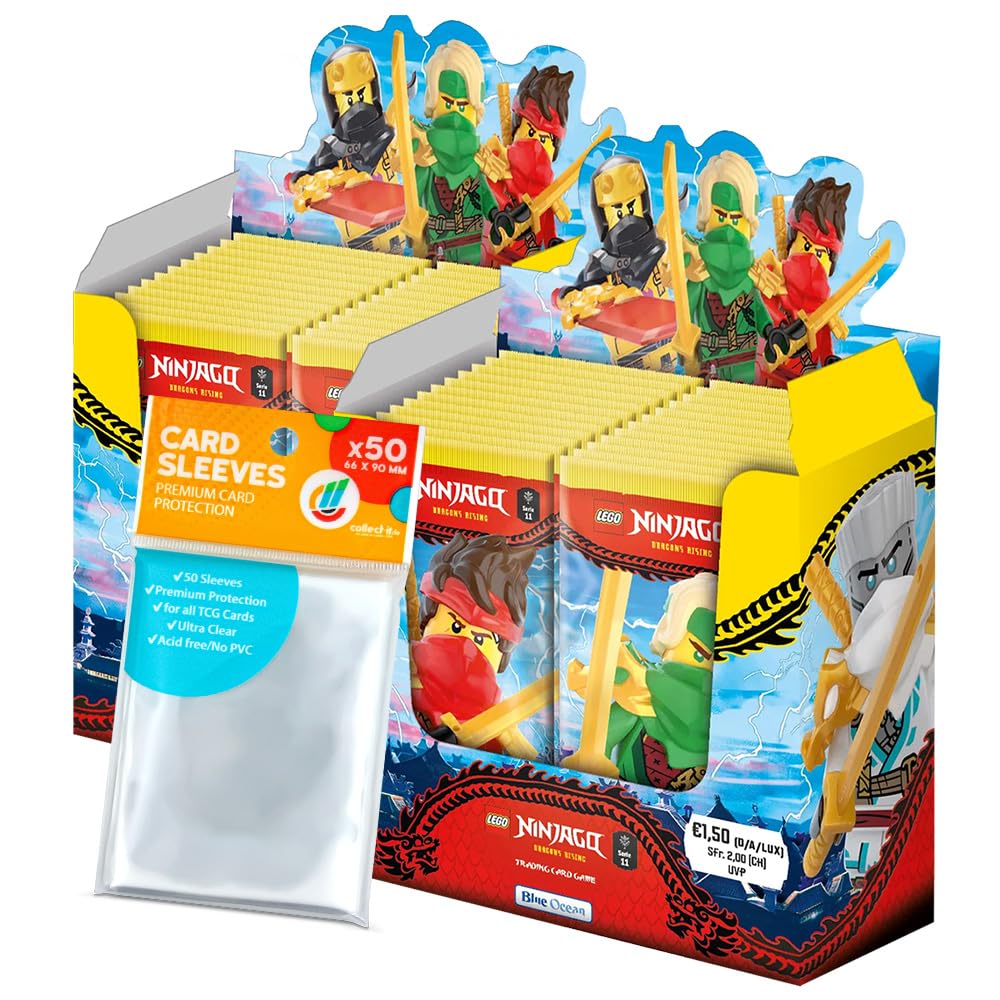 Bundle mit Lego Ninjago Serie 11 Trading Cards - 2 Display (72 Booster) + Exklusive Collect-it Hüllen