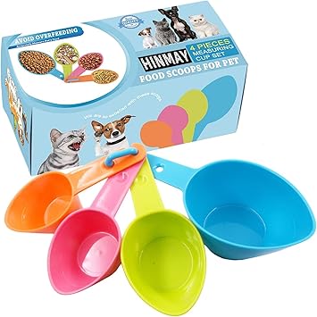 HINMAY Pet Food Scoops Plastic Measuring Cups Set for Dog Cat and Bird Food (Random Color)