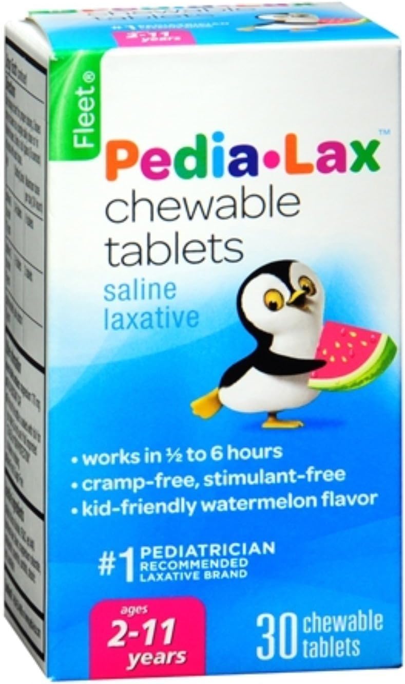 Pedia-Lax Laxative Chewable Tablets for Kids, Ages 2-11, Watermelon Flavor, 30 CT (5 Pack)