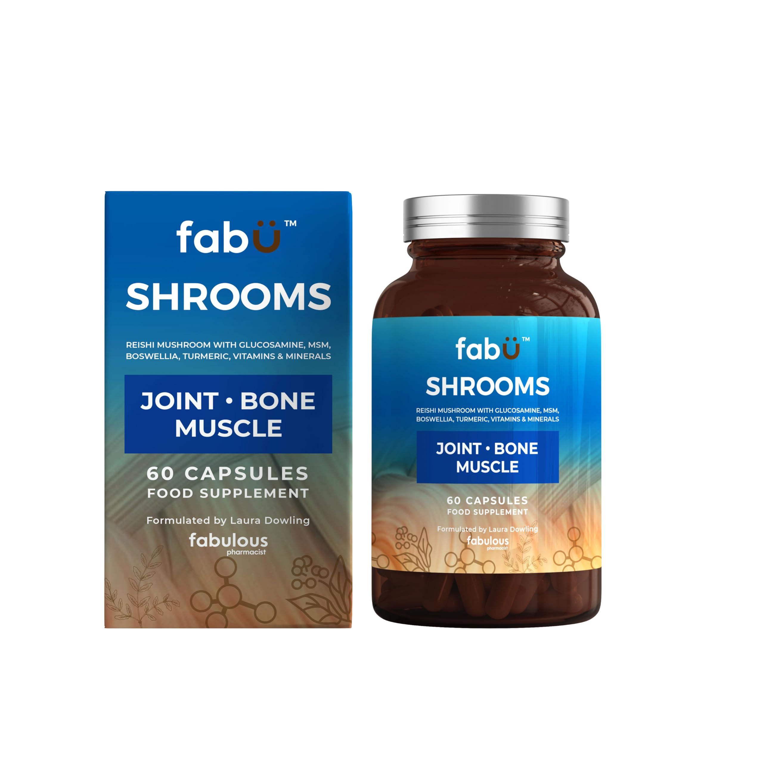 fabÜ Joint Care Supplements for Women - Joint Supplements for Men. Glucosamine, MSM, Boswellia, Turmeric and Vitamins and Minerals – Rich in Natural antioxidants. (60 Capsules)
