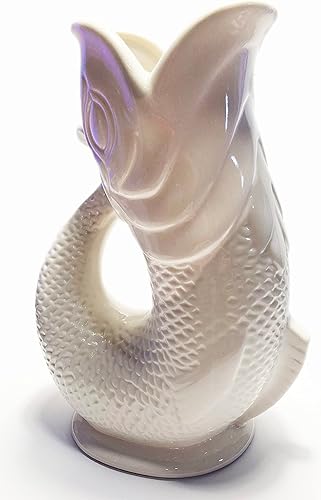 Miniatura 4 de Mazeology Jarra de agua en forma de pez de porcelana blanca de 50 onzas/1,5 litros, capacidad de 10,5 pulgadas de alto