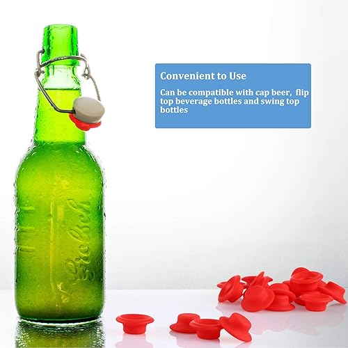 Miniatura 6 de 70 piezas de juntas de goma de silicona para batir botellas abatibles con forma de sombrero y arandelas superiores oscilantes, sello a prueba de