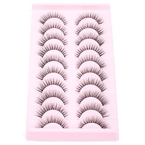 Miniatura 6 de SYlash - Pestañas postizas de visón sintético de 0.631 pulgadas, pestañas postizas suaves y finas, cruzadas, de lujo, paquete de 10 pares