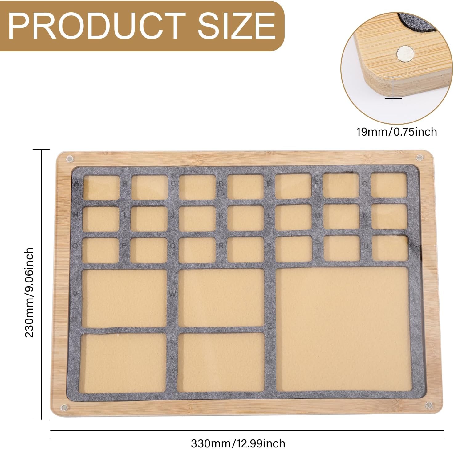 CHGCRAFT Beads Sorting Tray Wooden Bead Storage Organize Jewelry Display Cases for Jewelry Bracelet Making Wooden Beading Mat, with Felt Bead Design Boards, Burlywood, 12.99x 9.06x 0.75inch