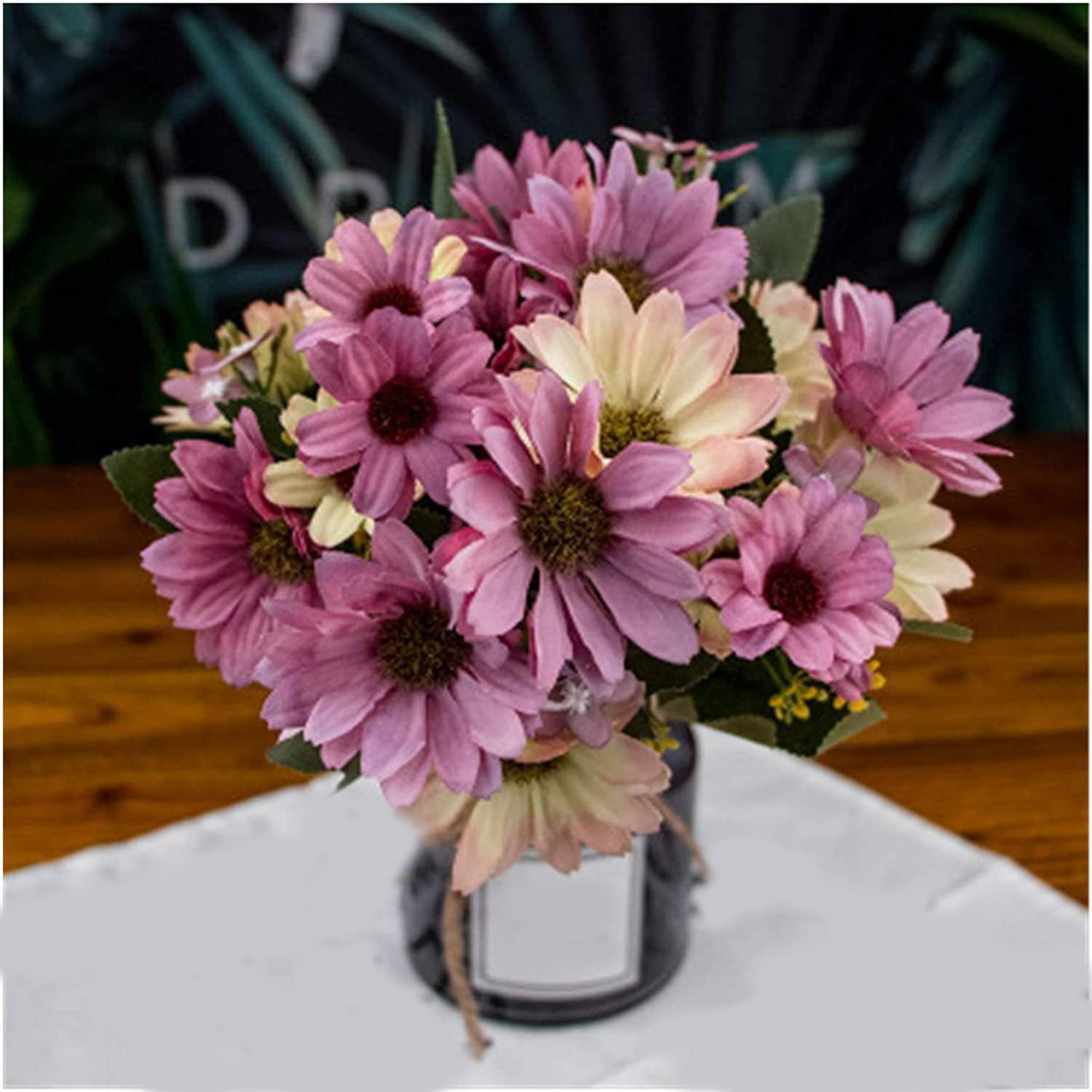 XDLEDMKIZ Artificial Flowers 25Heads Plastic Flowers Chrysanthemum Flower for Home Decorations Party Wedding Decor Bouquet Fake Flowers