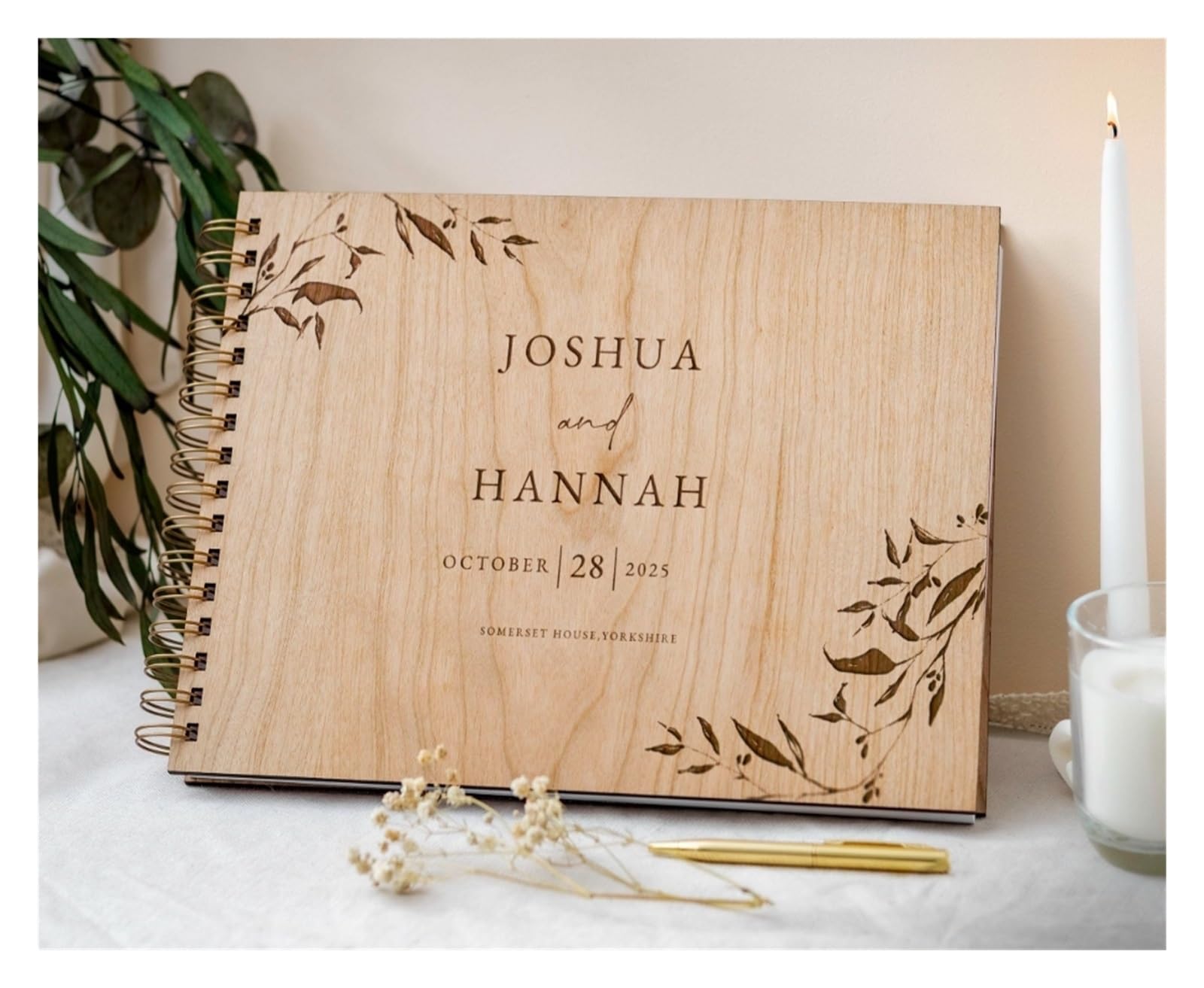 Guest Book Matrimonio Album di Nozze in Legno Rustico | Conserva I Ricordi Del Matrimonio Attraverso La Firma Degli Ospiti E La Raccolta Di Foto(A4(50 SHEETS ))