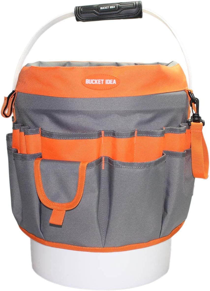 MELOTOUGH Bucket Idea Bucket Tool Organizer With 35 Pockets Fits to 3.5-5 Gallon Bucket (Orange) …
