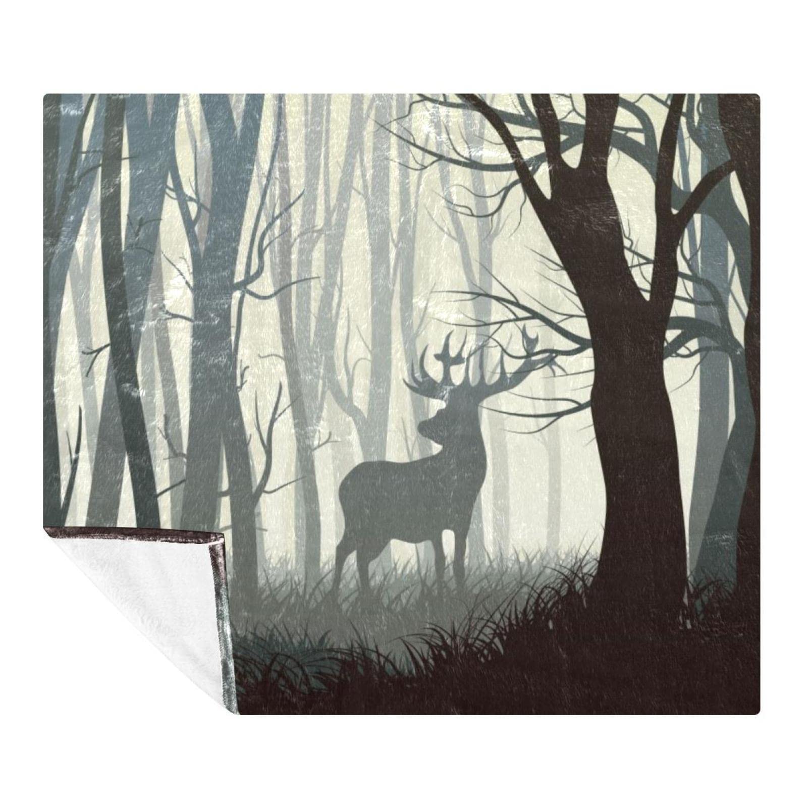 Couverture douce pour canapé et lit motif cerf plaid de voyage 150x200