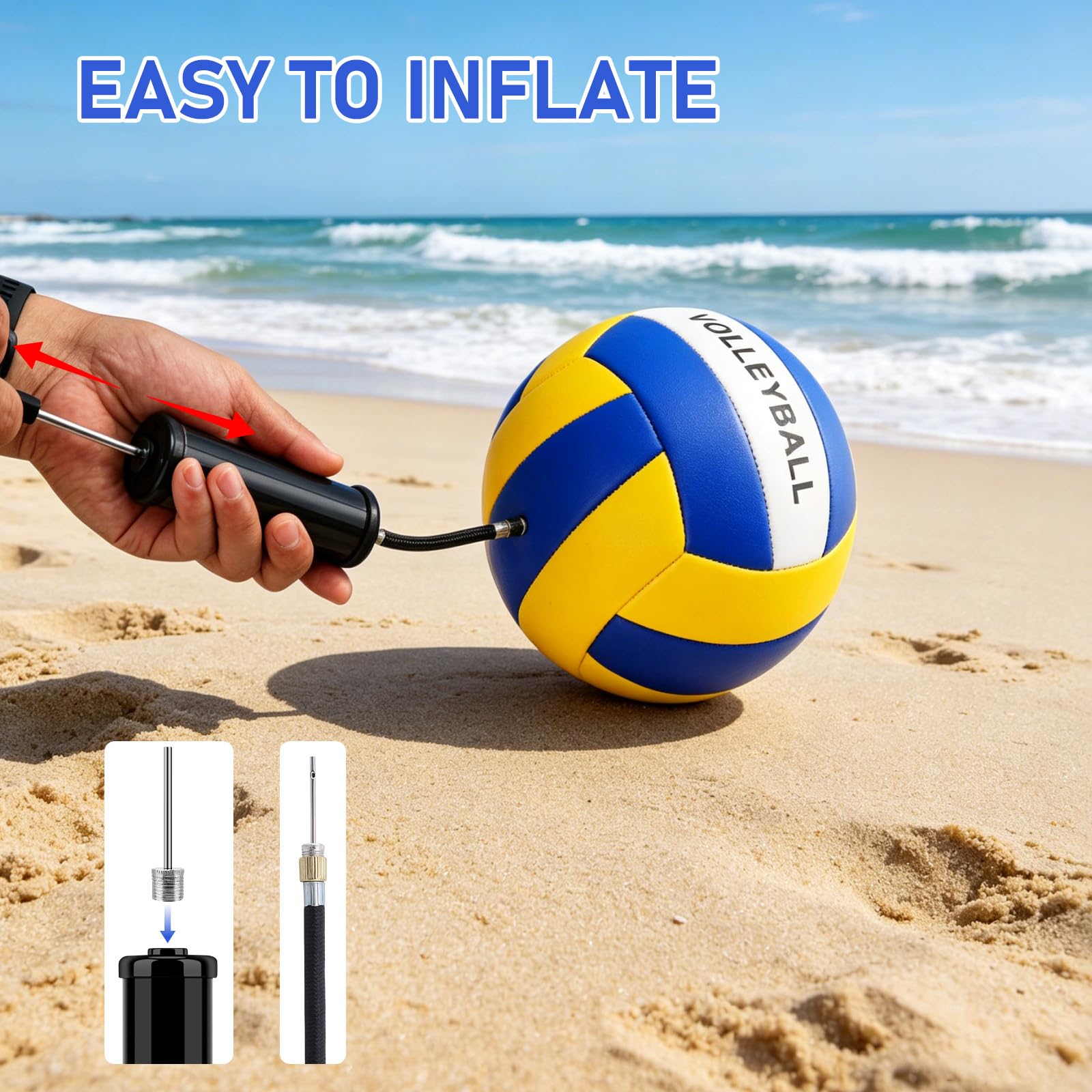 SIKEMAY Volleybälle, offizielle Größe 5, mit Pumpe, für drinnen und draußen, Strand, Sand, Pool, Wasserspiel, Training, Match für Anfänger, Wettbewerb, für Erwachsene, Damen, Herren, 6 Stück