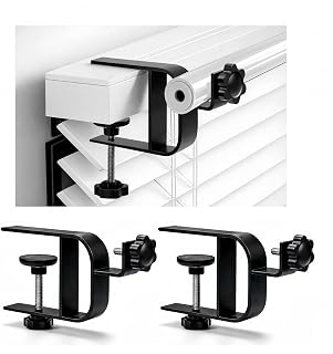 Inside Mount Curtain Rod Bracket for Blinds, No Drill Blind Adapter, Easy 1-Min Tool-Free Install, No Wall Damage, Adjustable 0.8–2.2" Headrail, Fits 1" Rod, for Apartments & Rentals, Black, 2 Pack
