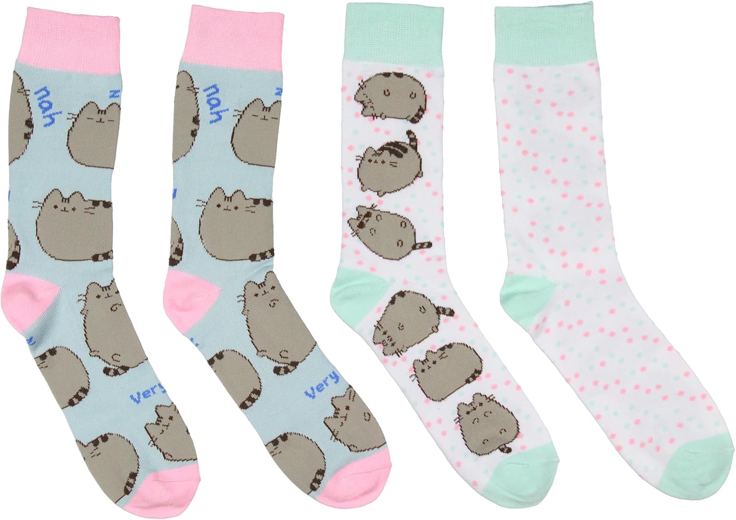 Culture Fly Pusheen The Cat Nah Lazy Adult 2-Pack Crew Socks OSFM - Image 7