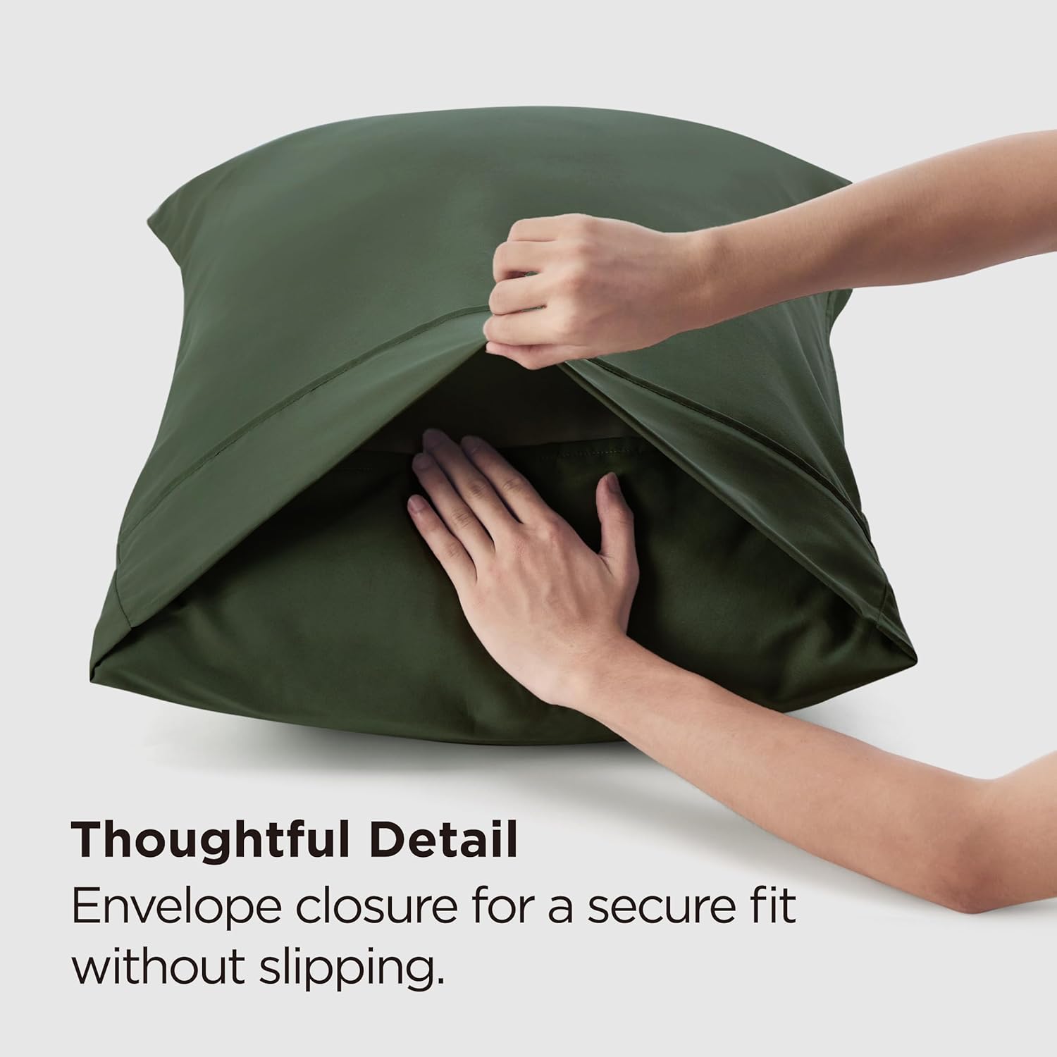Bedsure Queen Pillow Cases Set of 2 - Olive Green Microfiber Pillowcase 2 Pack, Super Soft Double Brushed Pillow Case Covers with Envelope Closure, Wrinkle, Fade and Stain Resistant, 20x30 Inches - Image 6