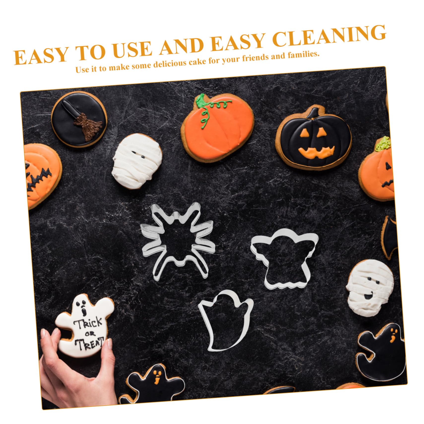 48 Stk Backform Kuchenform Ausstecher Im Halloween-stil Halloween-backzubehör -keksform Kürbis Ausstecher Mousse-ring Praktischer Keksausstecher Kekse Edelstahl 430 Silver PRETYZOOM