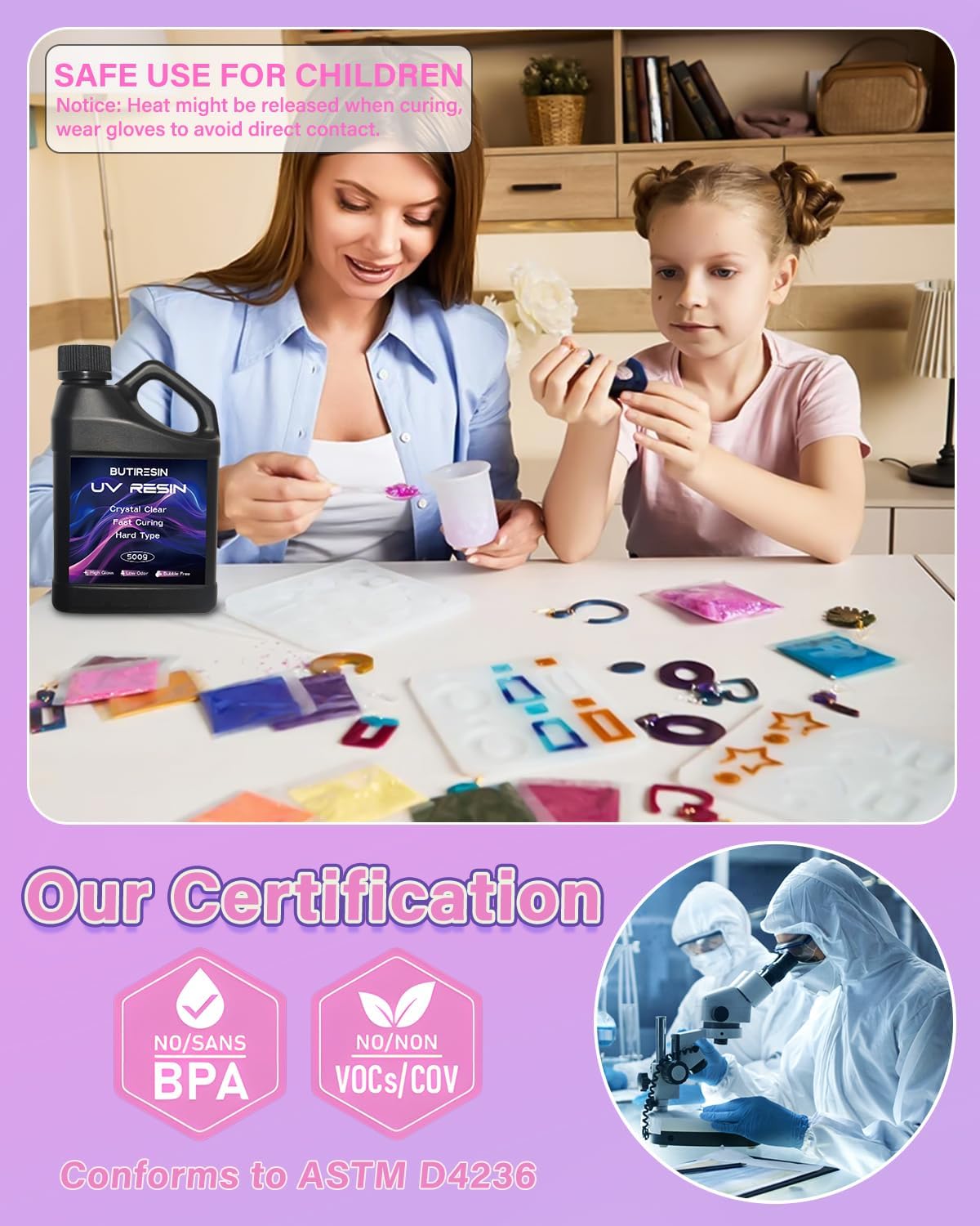ButiResin Żywica UV, 1000 g, przezroczysta żywica UV, szybkie utwardzanie, krystalicznie czysta, bezwonna, niska lepkość i twarda, zestaw z żywicy UV do samodzielnego wykonania biżuterii, odlewania i
