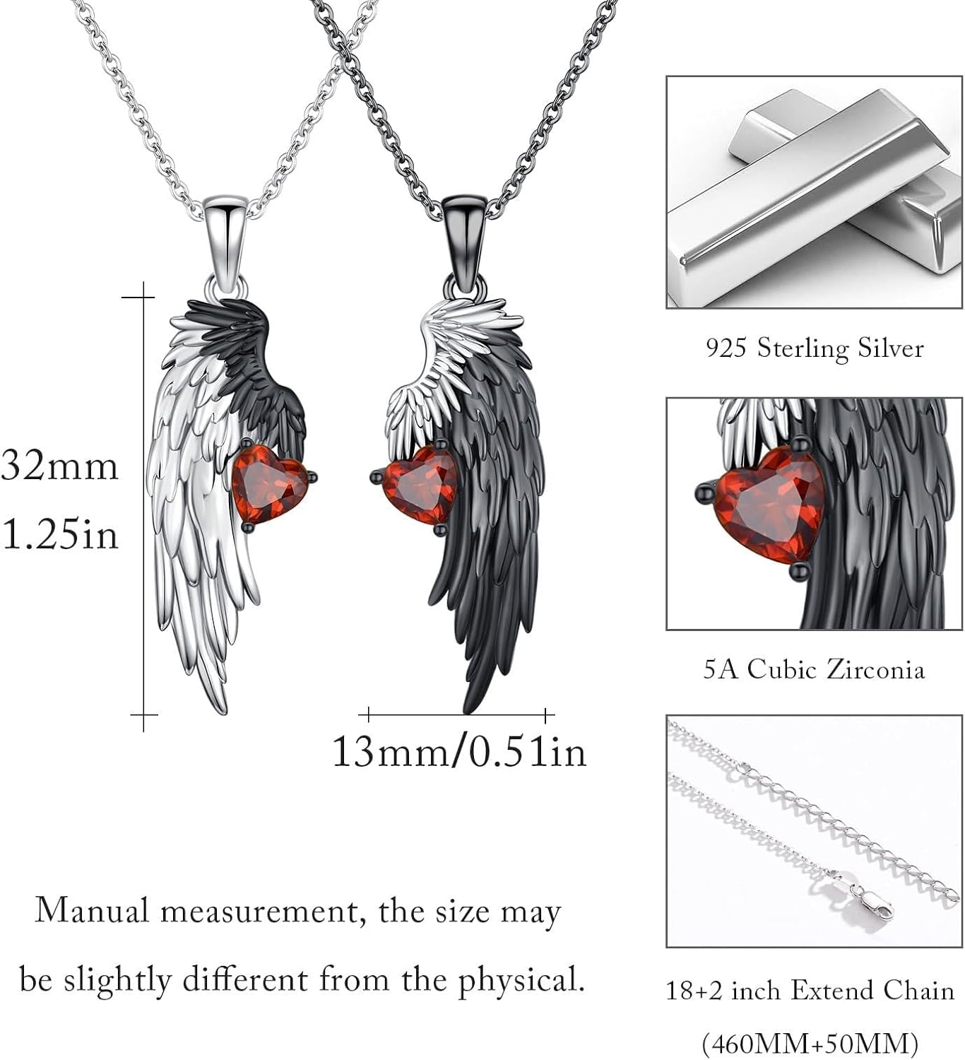 Yin Yang Matching Jewelry Set 925 Sterling Silver Rabbit Wolf Necklace/Angel Devil Couples Necklace Couple Pendant Couples Jewelry Birthday Gift For Women Men Husband Wife - Image 3