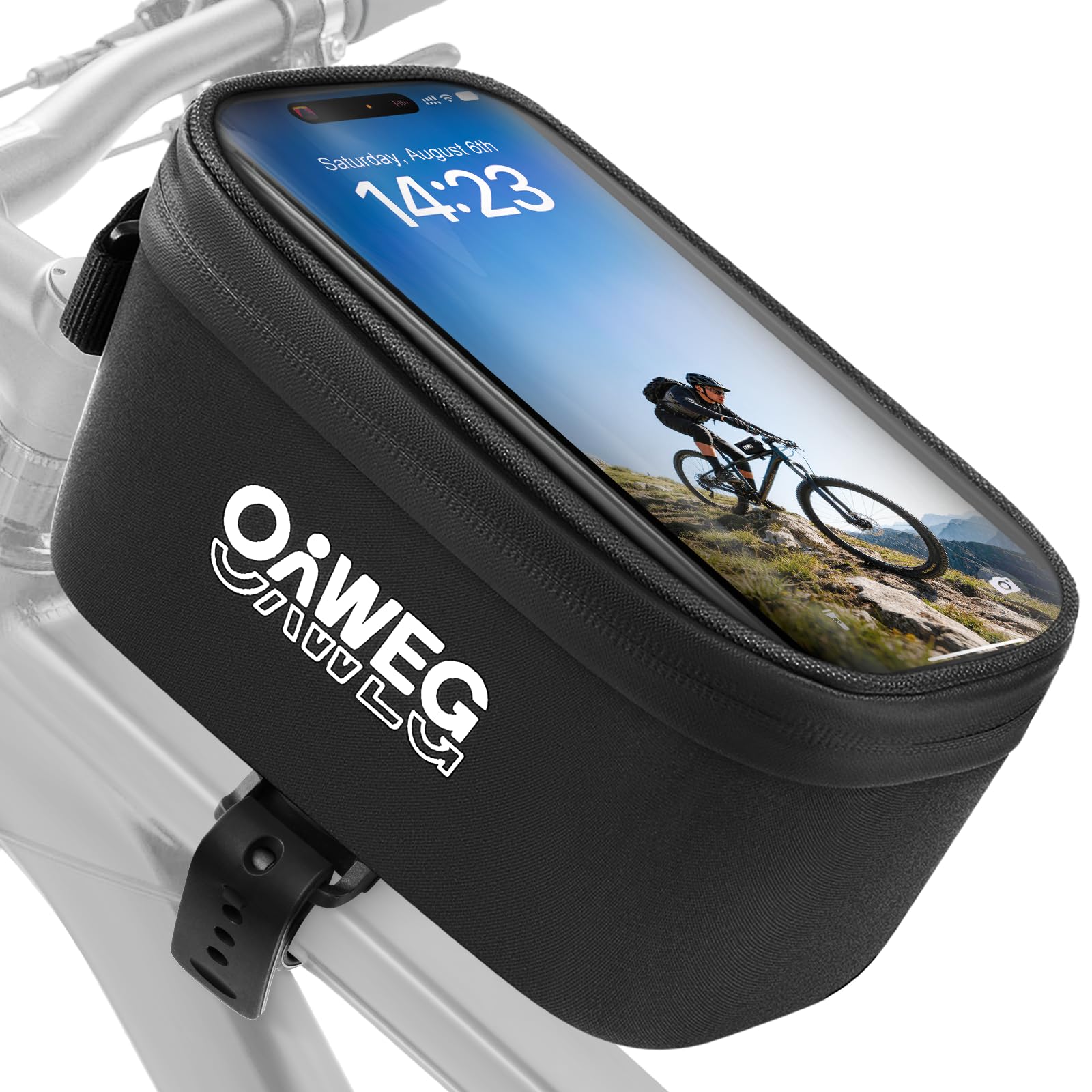 Borsa Telaio Bici Impermeabile 1,9L con Supporto Manubrio, TPU Touch Screen per Smartphone Fino a 6.7" – Impermeabile e Antivibrazione per MTB e Commuting, Installazione Rapida
