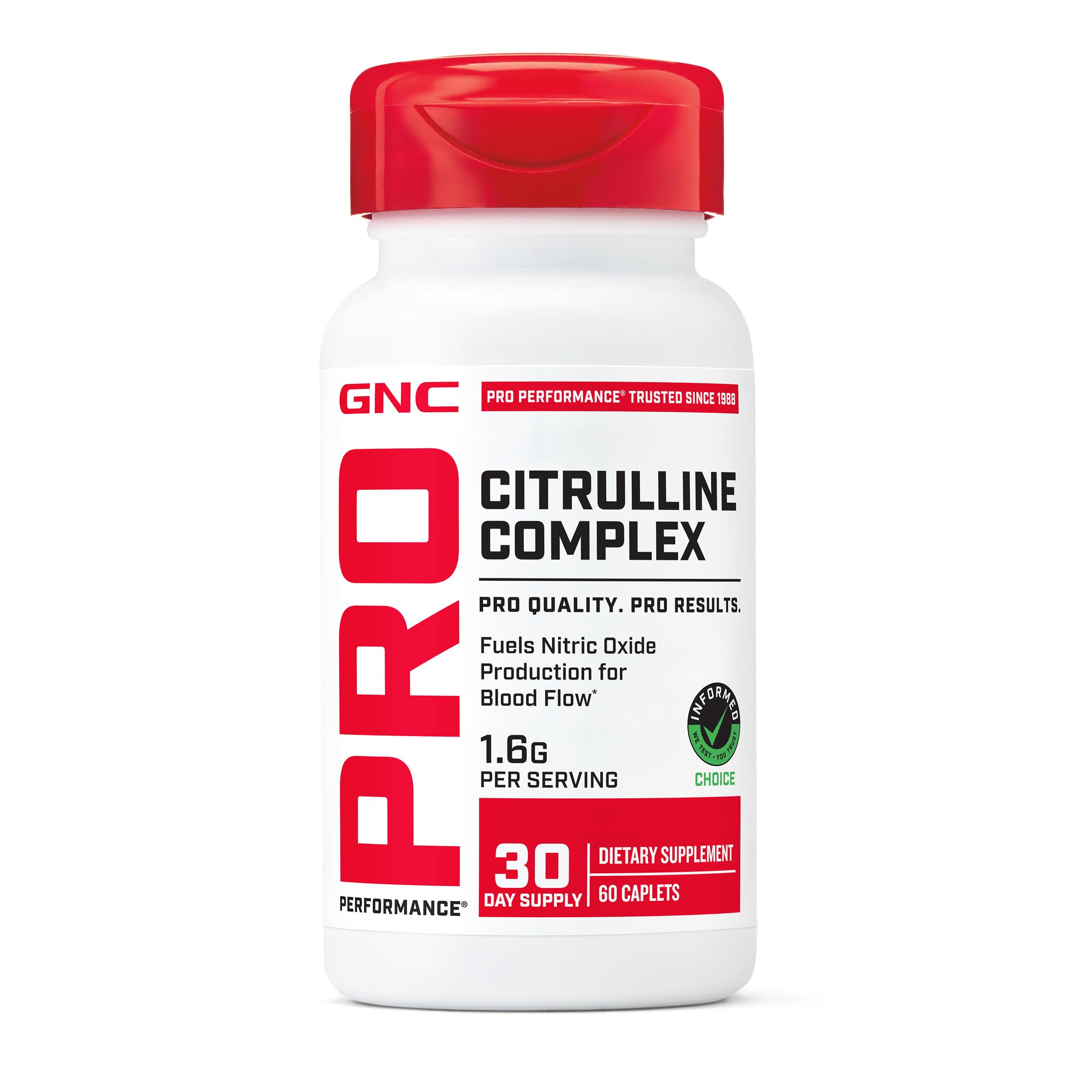 GNC Pré-treino com L-citrulina e peptídeos de soro hidrolisado 1.700 mg, 60 comprimidos