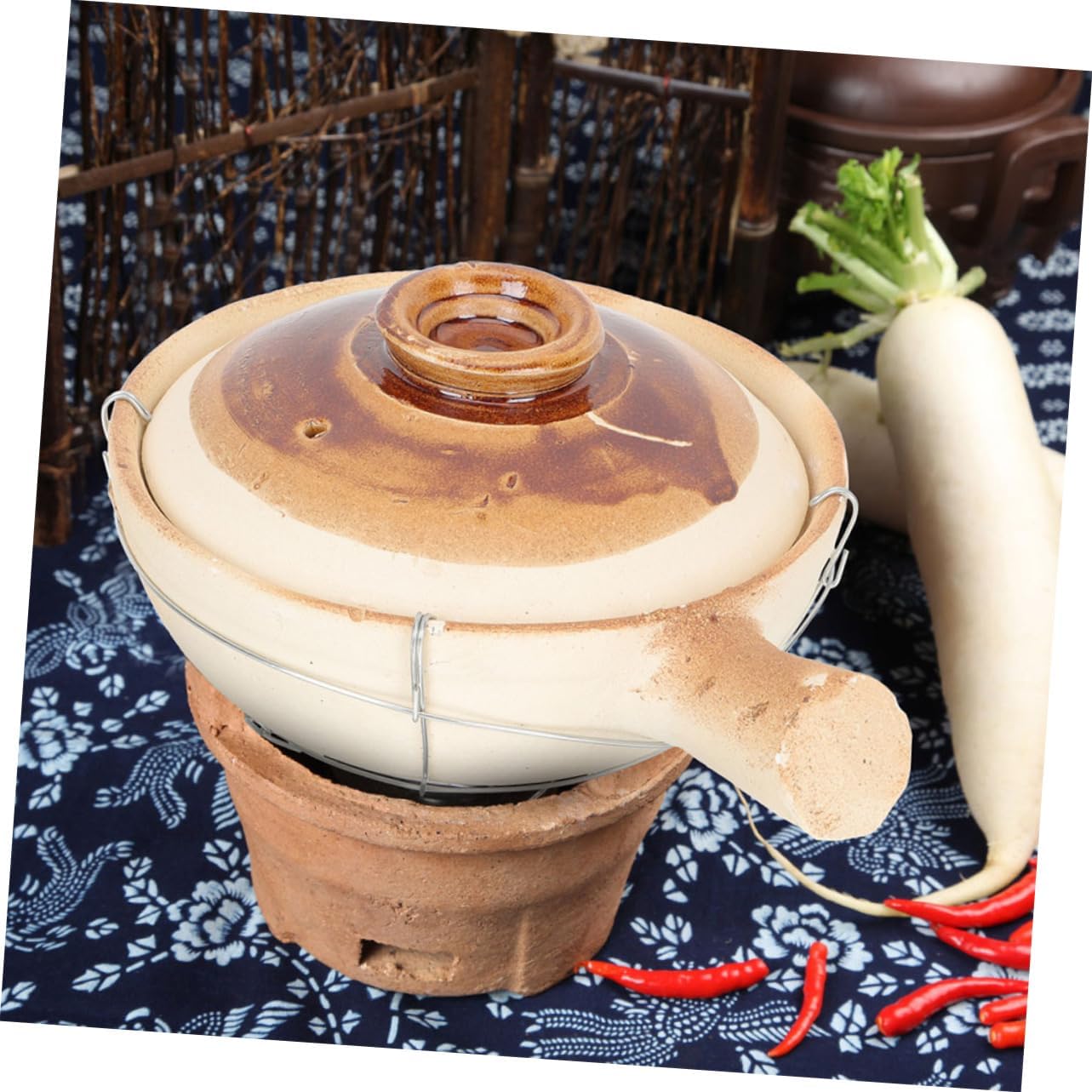 VOSAREA Single Handle Casserole Dish Clay Cooking Pot Lid Small Baking Dish Lid Terracotta Cookware Mexican Clay Cookware Casserole