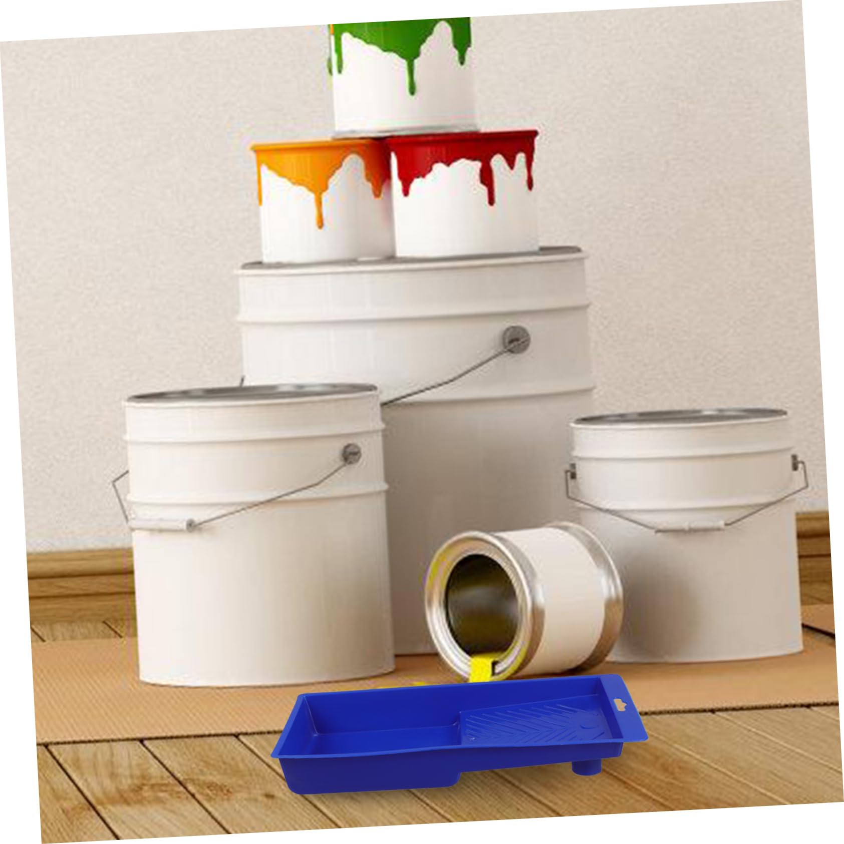 Bandeja para Pintura de 3 Piezas, Polipropileno Azul, Fácil Limpieza