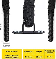 Vista 6 de Doufit Battle Rope 15 Inch Heavy Battle Exercise Training Rope 30ft Length 100 Dacron Fitness Rope Workout Ropes for Strength Training Home Gym