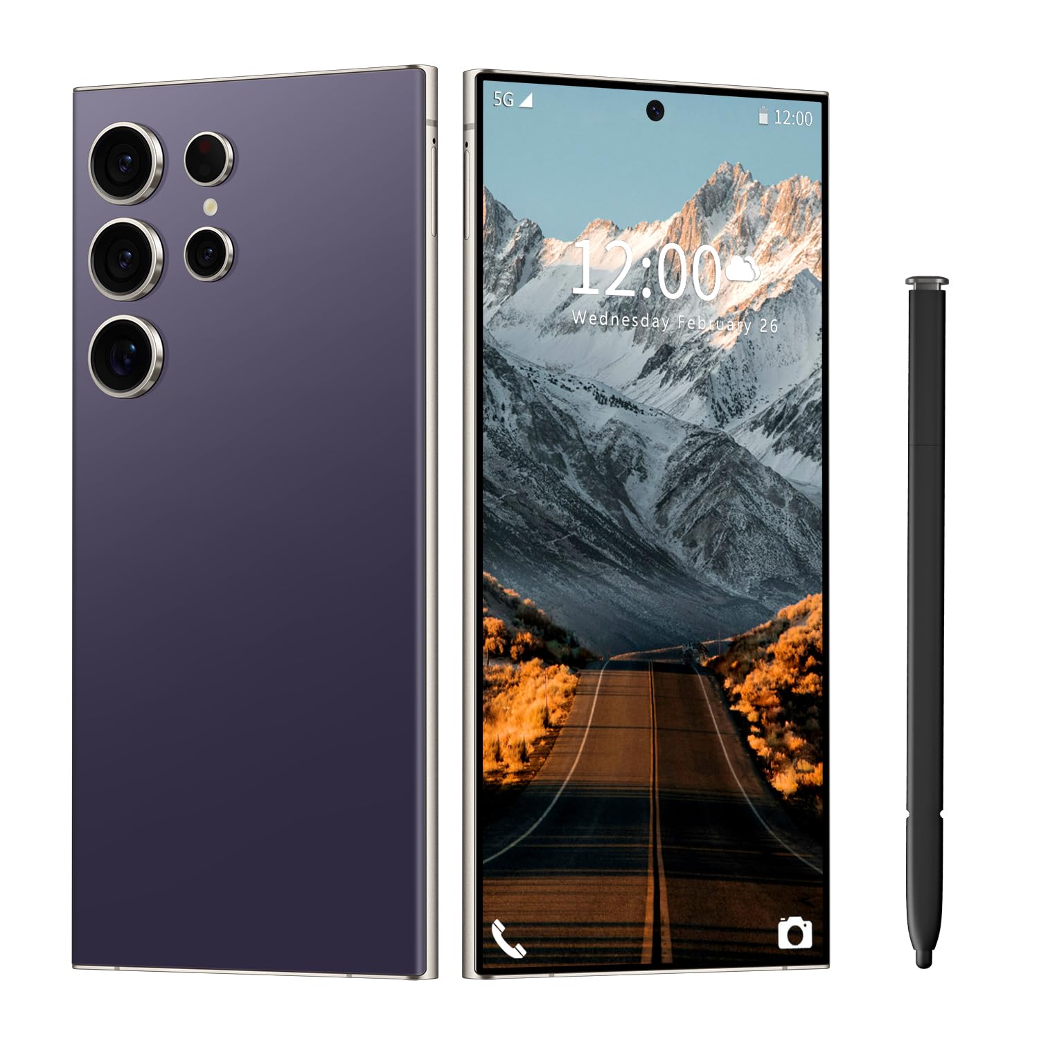 I24 Ultra Unlocked Phone 16+512GB,Built in Pen the Phone,Smartphone Battery 6800mAh 6.82" HD Screen,Android 14 with 128GB Memory Card cell phone,Face ID/5G/Fingerprint Lock/GPS (Deep Purple, 16+512G)