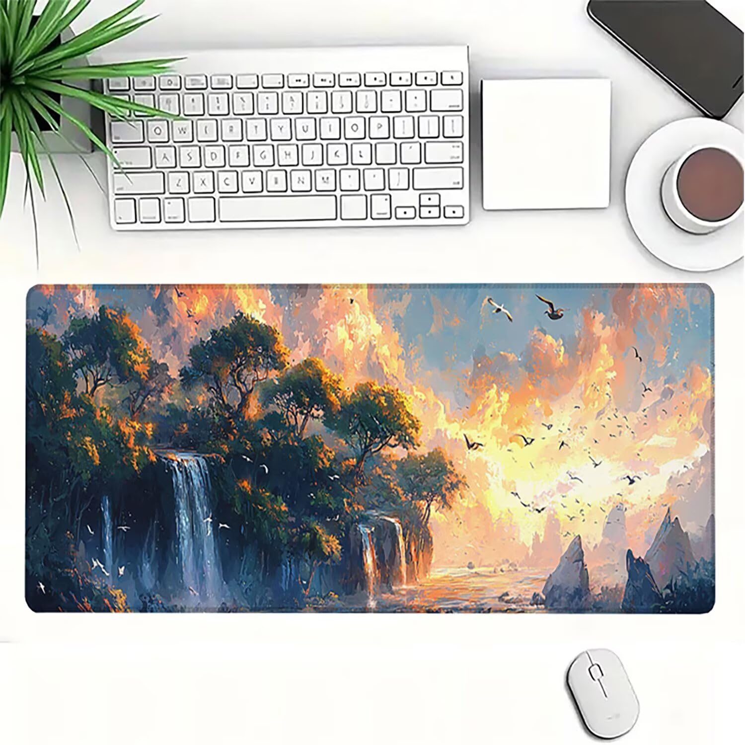 Generico Lejnlnng Tappetino Mouse Gaming XXL -160x80cm - Tramonto Tappetino Scrivania Grande, Mare Impermeabile Tappeto Mouse con Base in Gomma Antiscivolo, Mousepad XXL per Gaming e Ufficio JL-8164