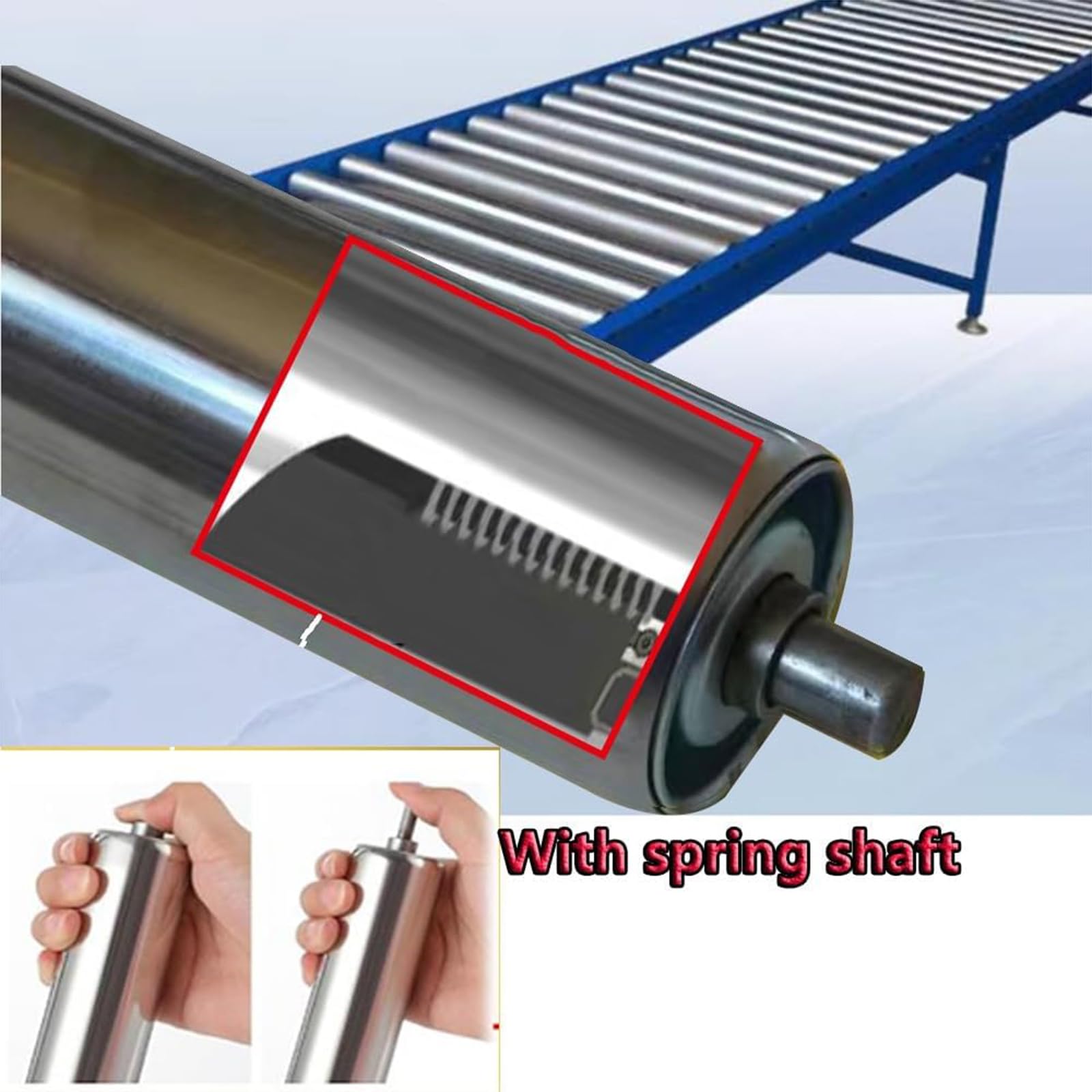 Kommerzielle Förderrollen, 2er-Set, industrielle Rollenbahnen, 60 mm Durchmesser, 550 mm Länge, robuste Lager für Lager, Pakethandhabung und Materialtransport.