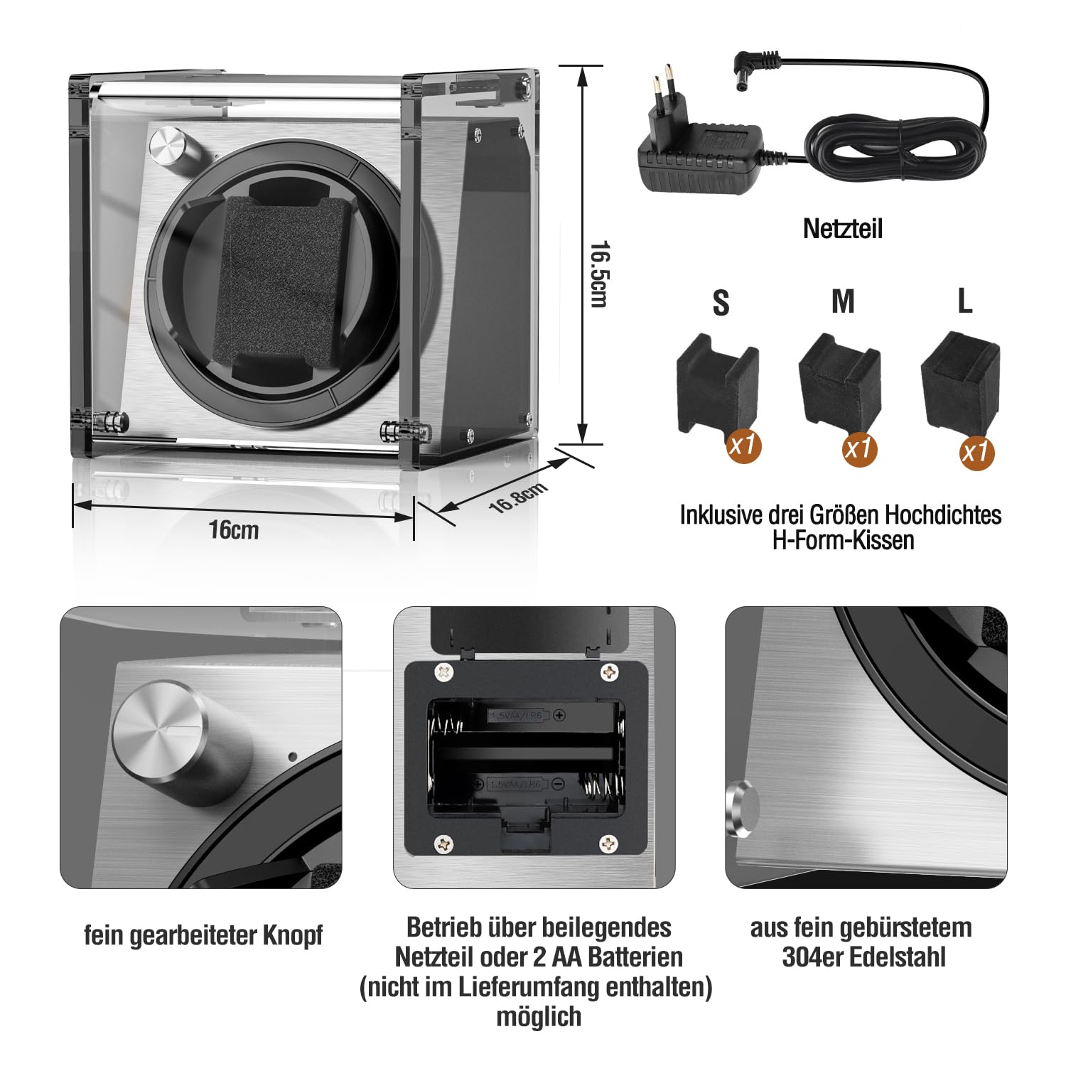 Watch Winder Smith Uhrenbeweger aus halbtransparentem PE Kunststoff für 1 Uhren